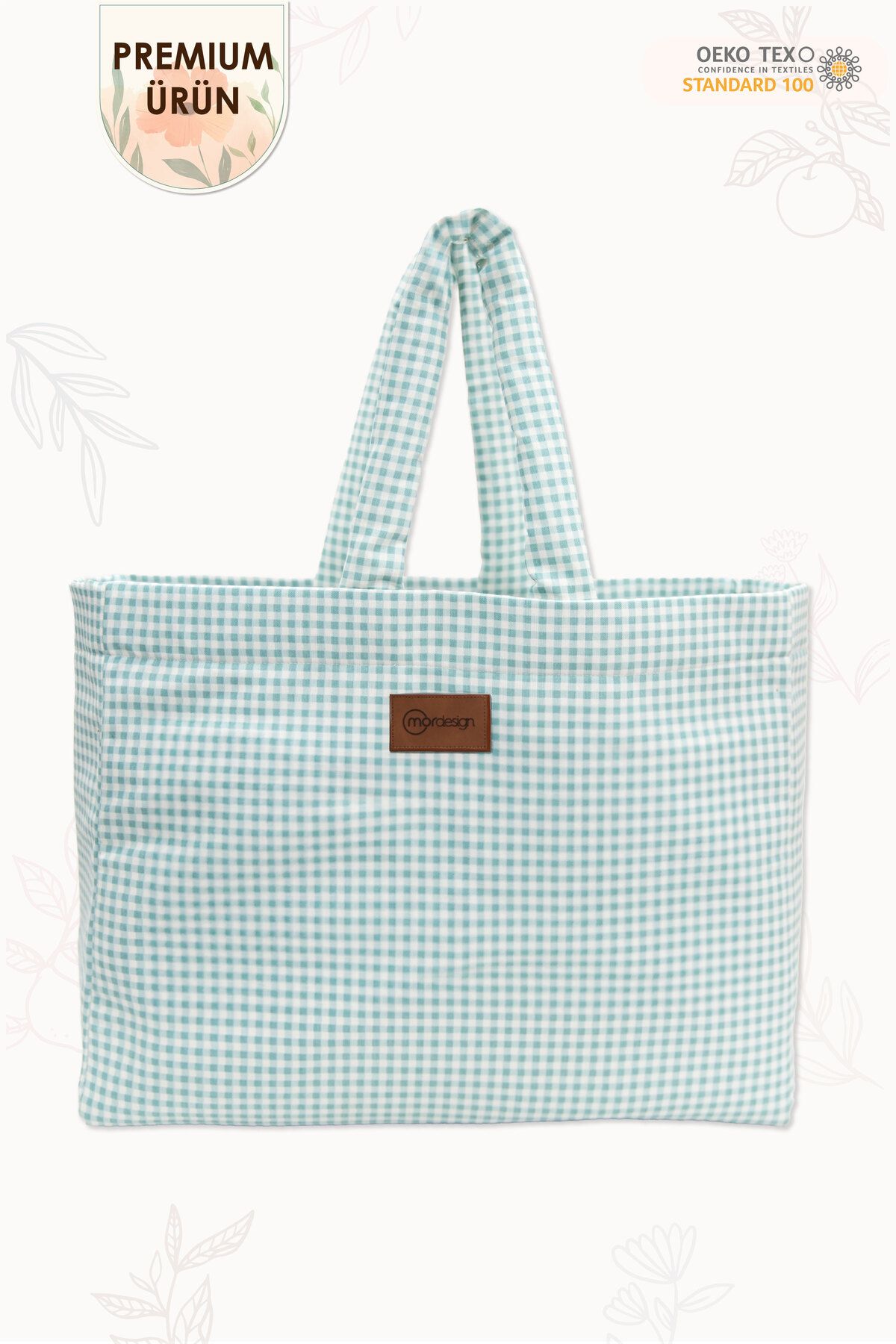 mordesign Panama Bag, Anne Bebek Bakım Çantası, Sıvı Geçirmez Çanta, XL Büyük Boy,Kadın Çantası,Gingham Serisi