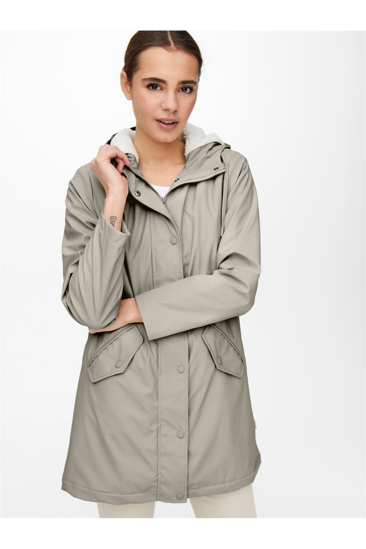 ONLY 15206116-Fw Onlsally Raıncoat Otw Noos Kadın Yağmurluk Kaban görsel 5