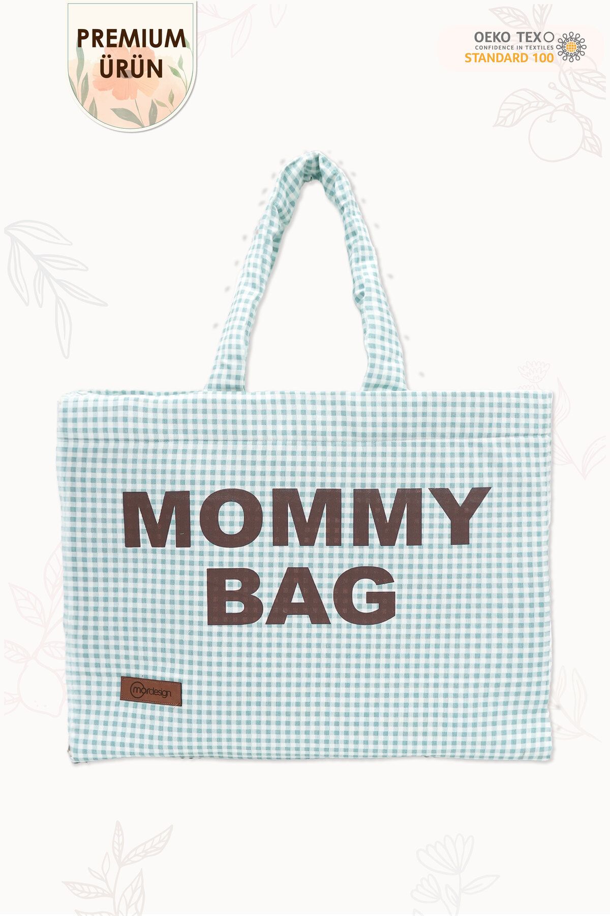 mordesign Panama Bag, Anne Bebek Bakım Çantası, Sıvı Geçirmez Çanta, XL Büyük Boy,Kadın Çantası,Gingham Serisi