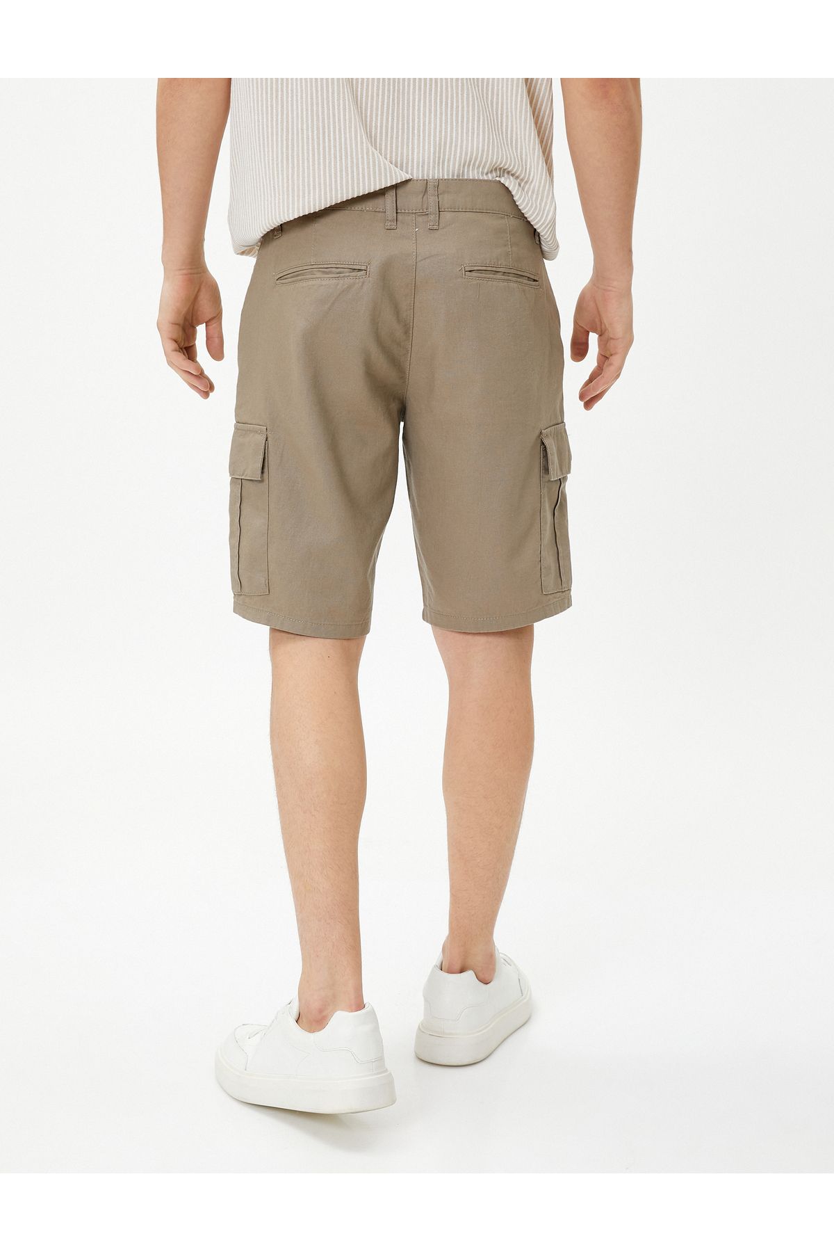 Koton-Linen Blend Cargo Shorts with Pocket Detail and Buttons 4