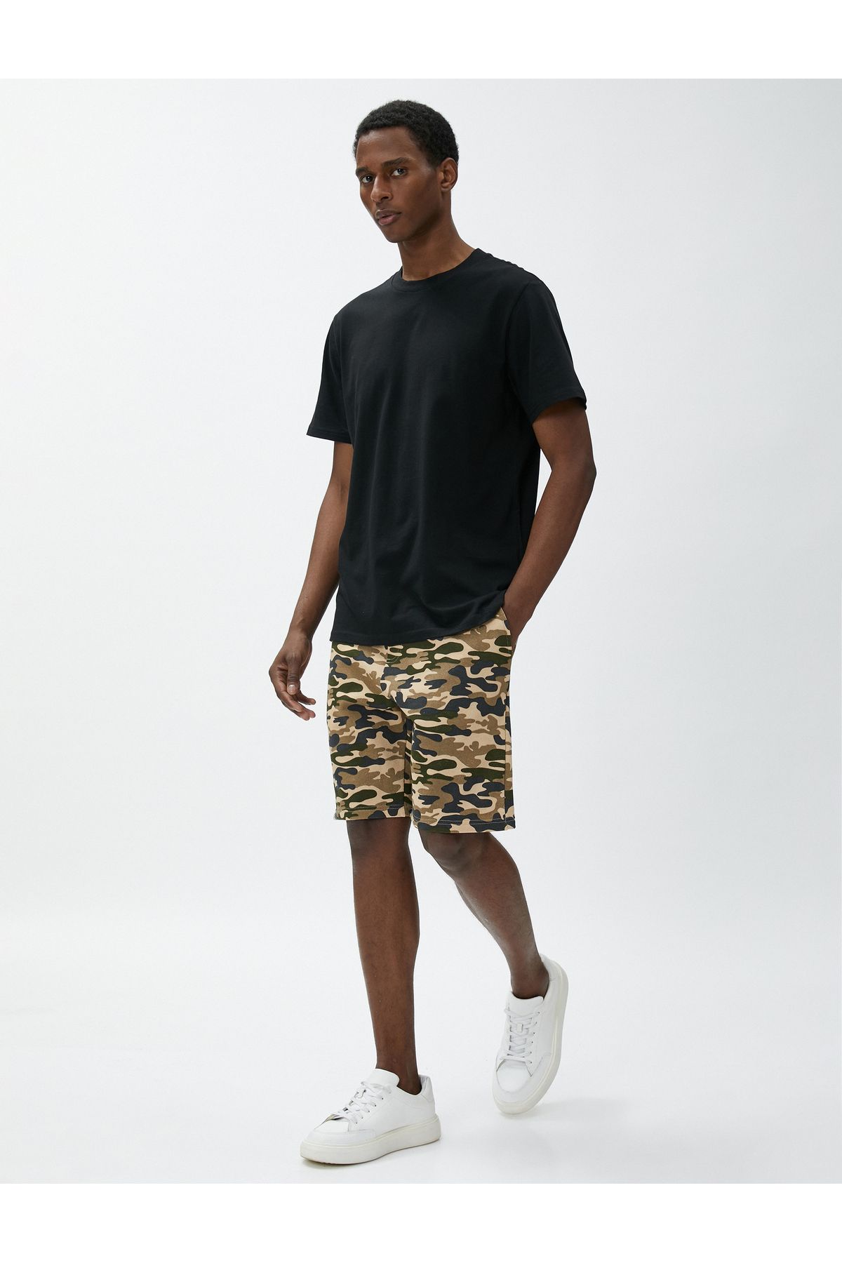 Koton-Camouflage Shorts with Pocket Detail and Laced Waist 2