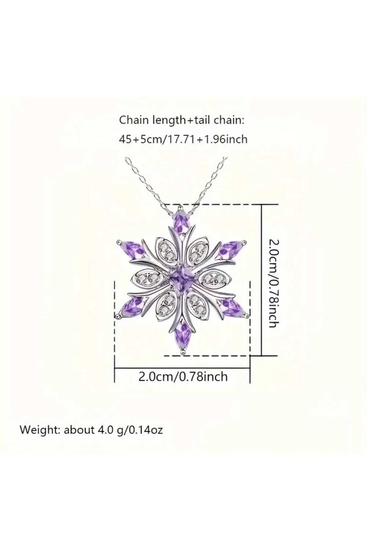 Beyna-Elegant Snowflake Necklace Crystal Stone Silver Paved Chain Necklace 5