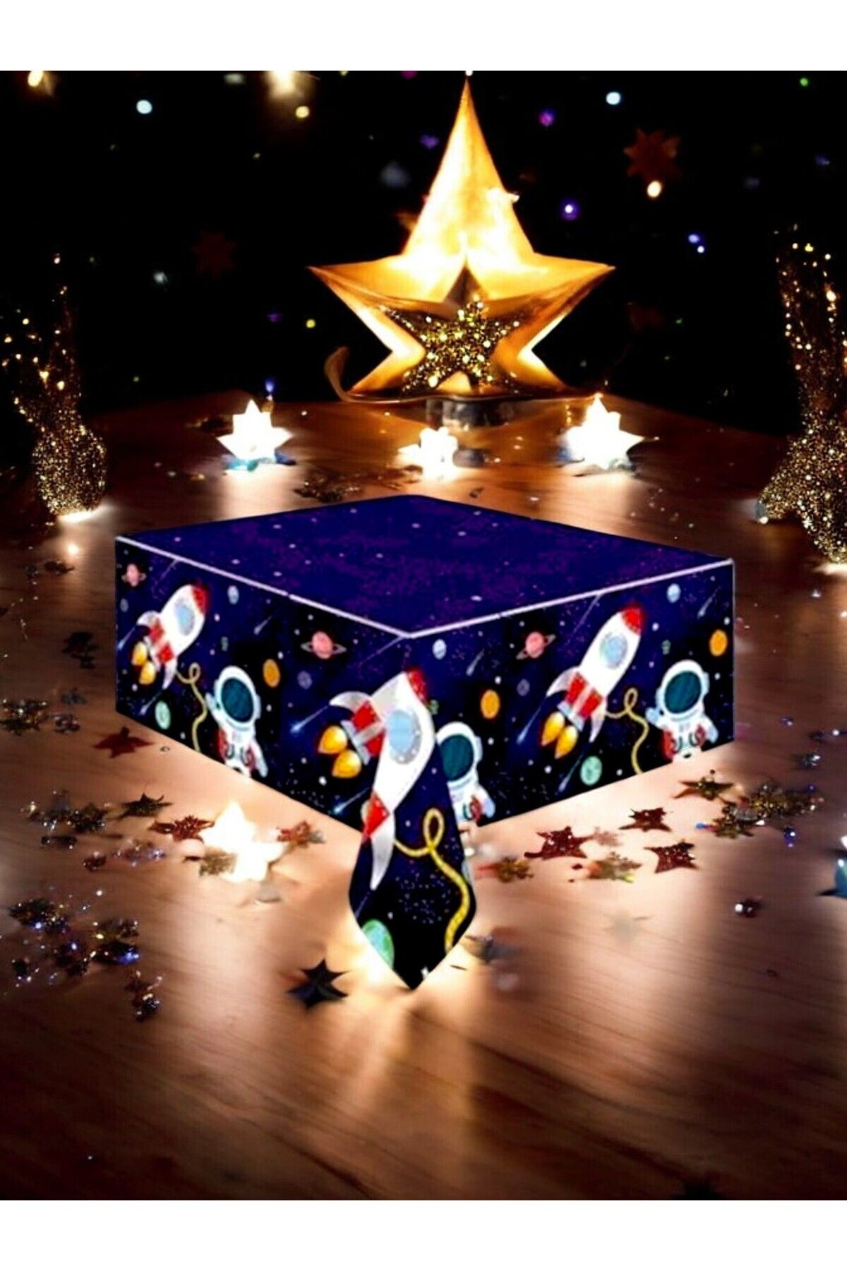 VibeHome-Space Themed 120X180 Tablecloth - for Birthday Party and Fun Events 3