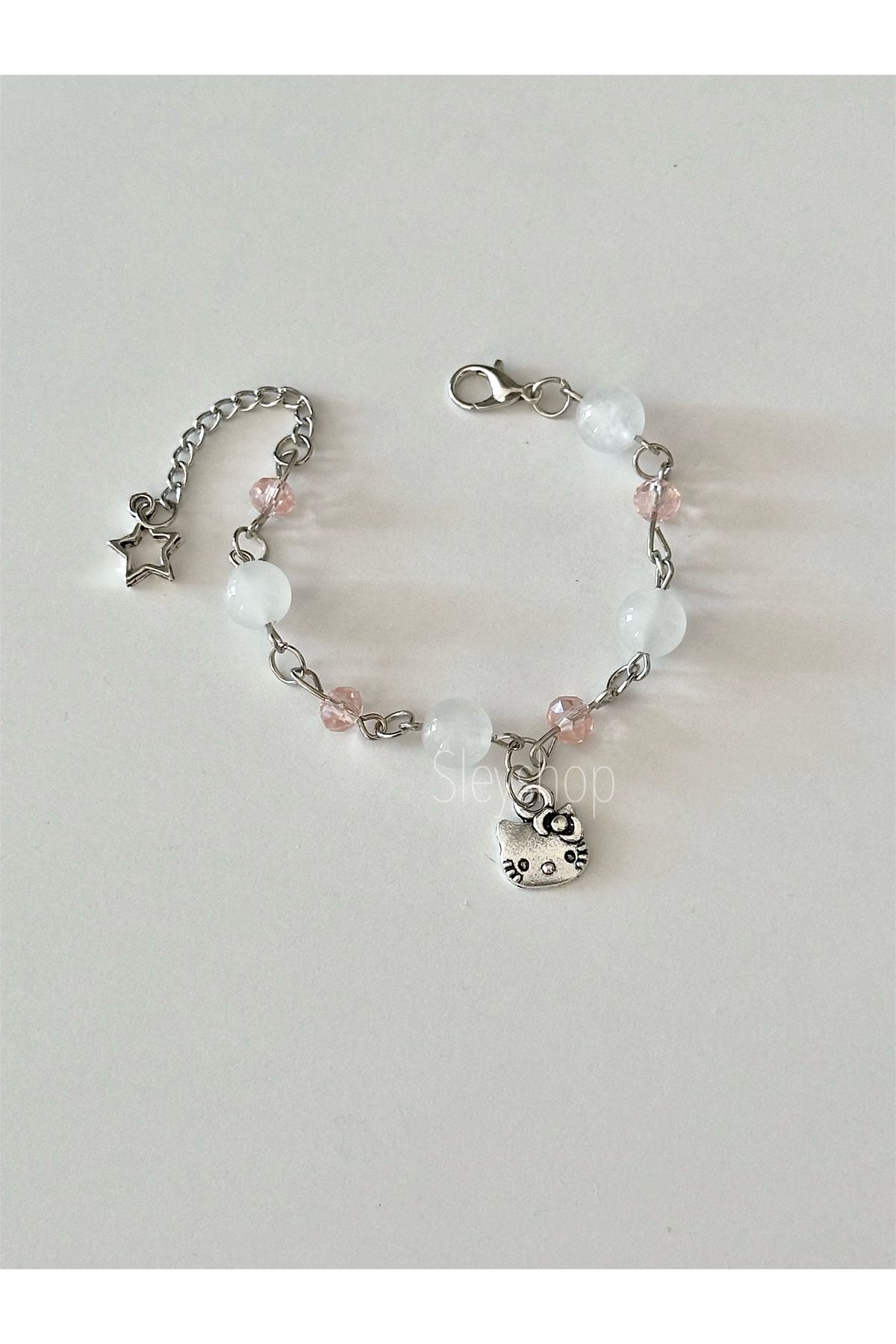 sleyshop-Moonstone Natural Stone Hello Kitty Bracelet 1