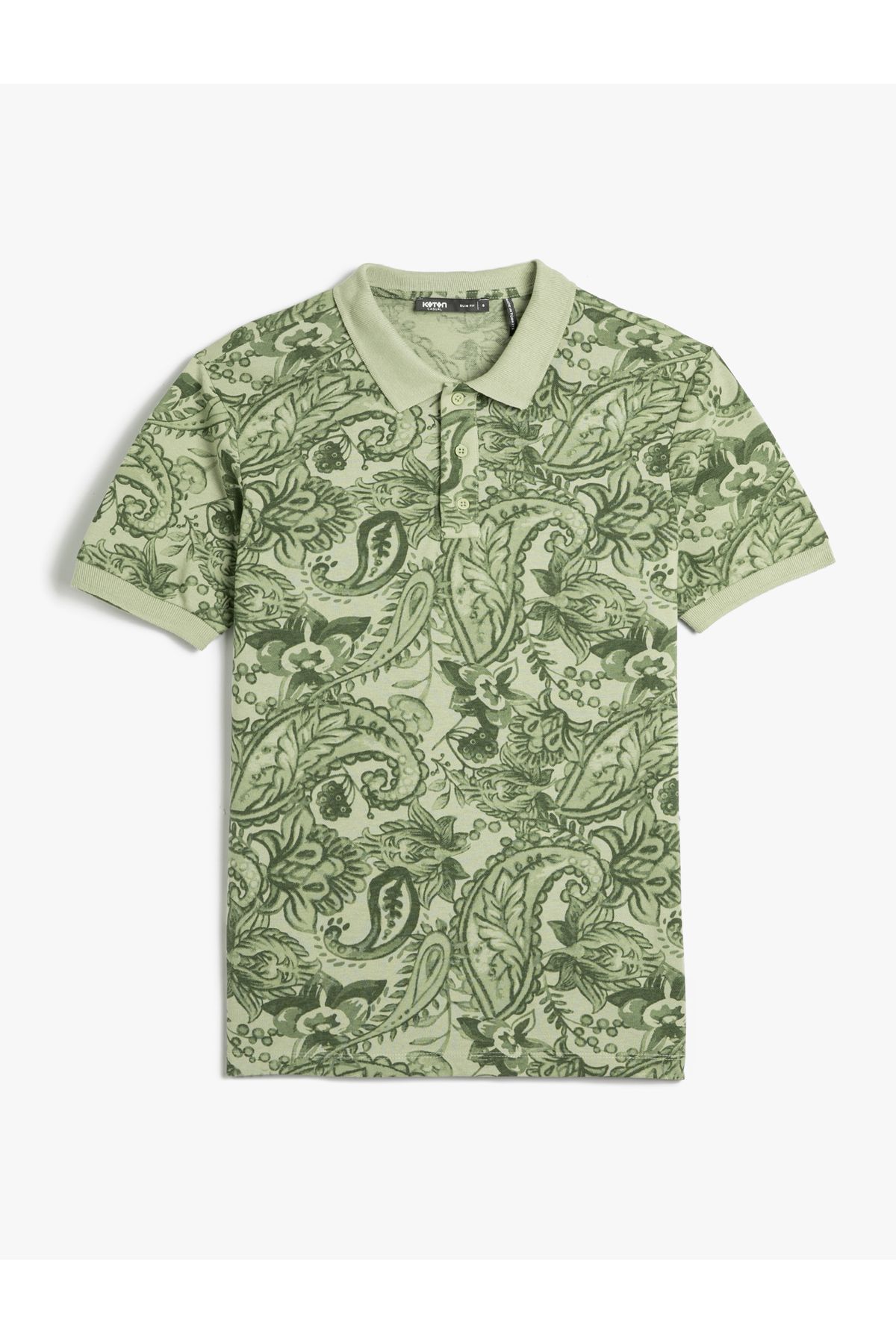 Koton-Polo T-Shirt Floral Button Slim Fit Cotton 1