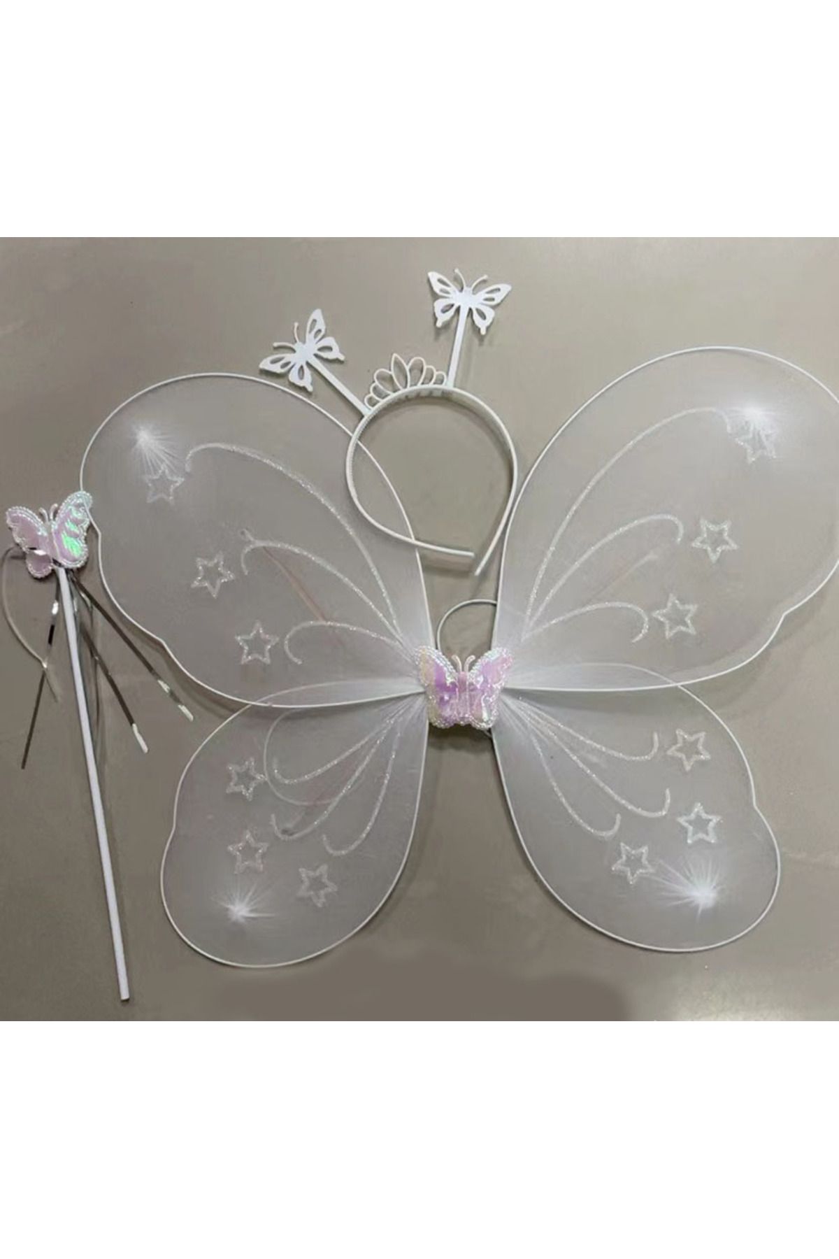 ChenSea Beyaz Renk Kelebek Kanadı Tacı ve Sopası 50x37 cm (4767) - AGT7243-8686