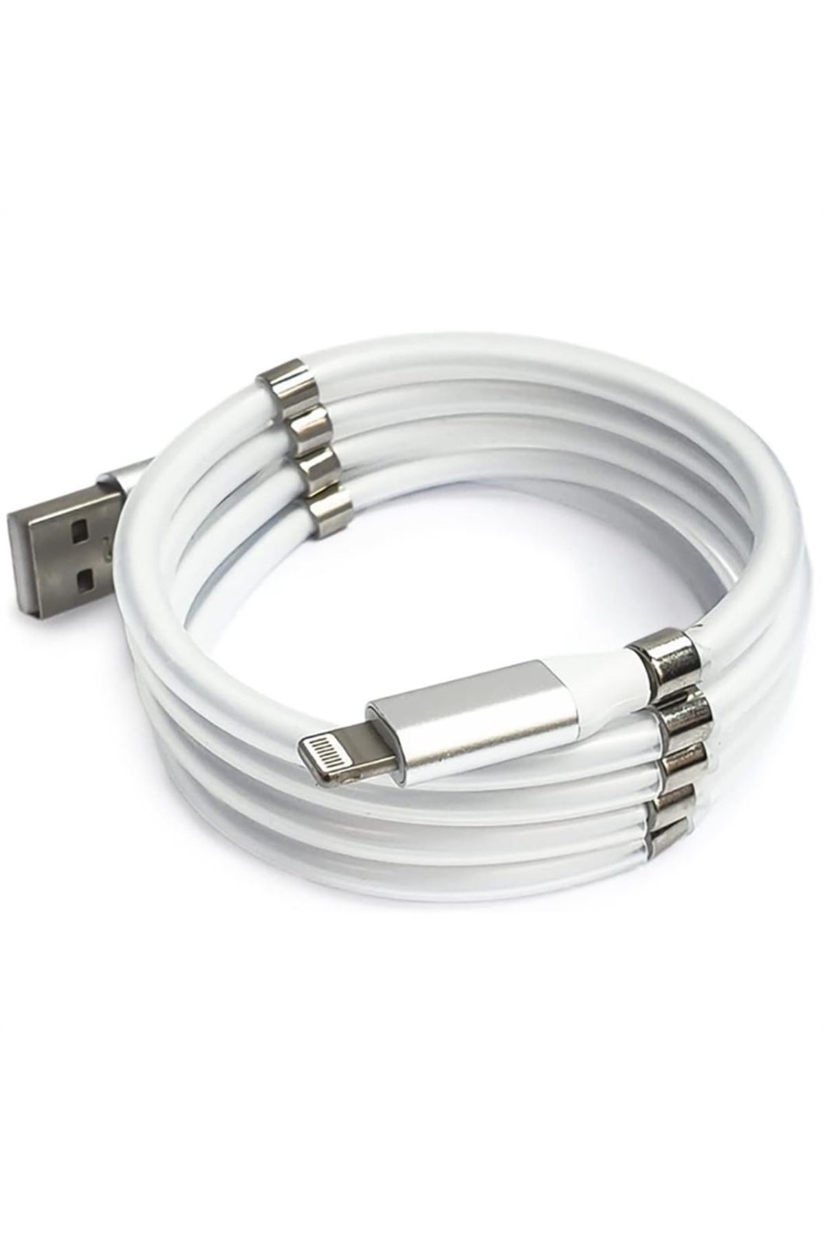 caraks Araç Ev Ofis Mıknatıslı Kendini Toplayan Sarmalı Şarj Ara Kablosu USB Çıkış İPhone Uyumlu Ara Kablo