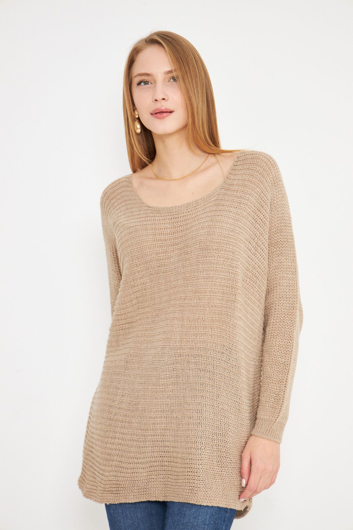 armonika-Pulover din tricot largi Selanik de damă ARM-21K012010 3