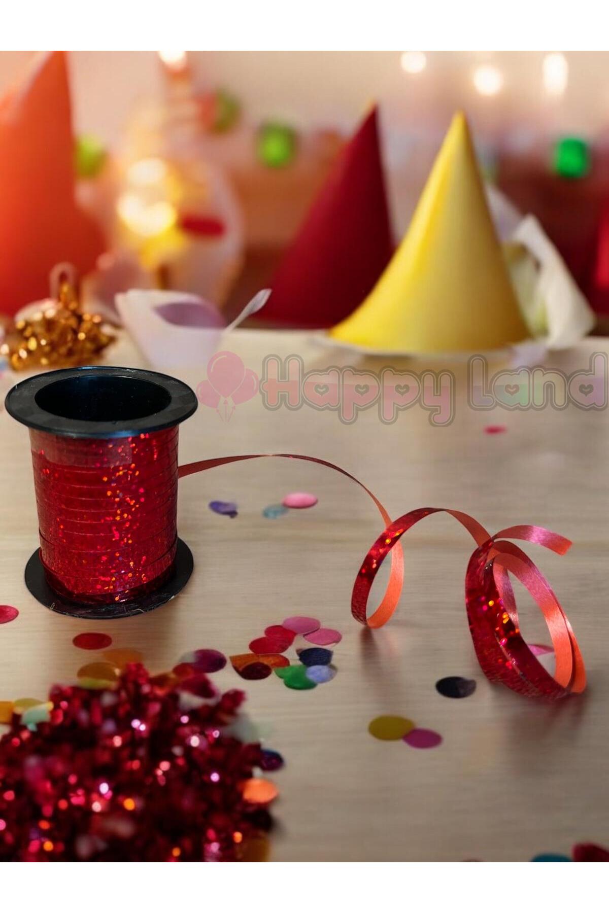 Happyland Yılbaşı Metalik Mini Rafya Kırmızı Renk 10 M Yılbaşı