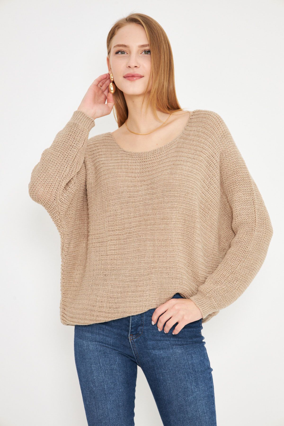 armonika-Pulover din tricot largi Selanik de damă ARM-21K012010 1