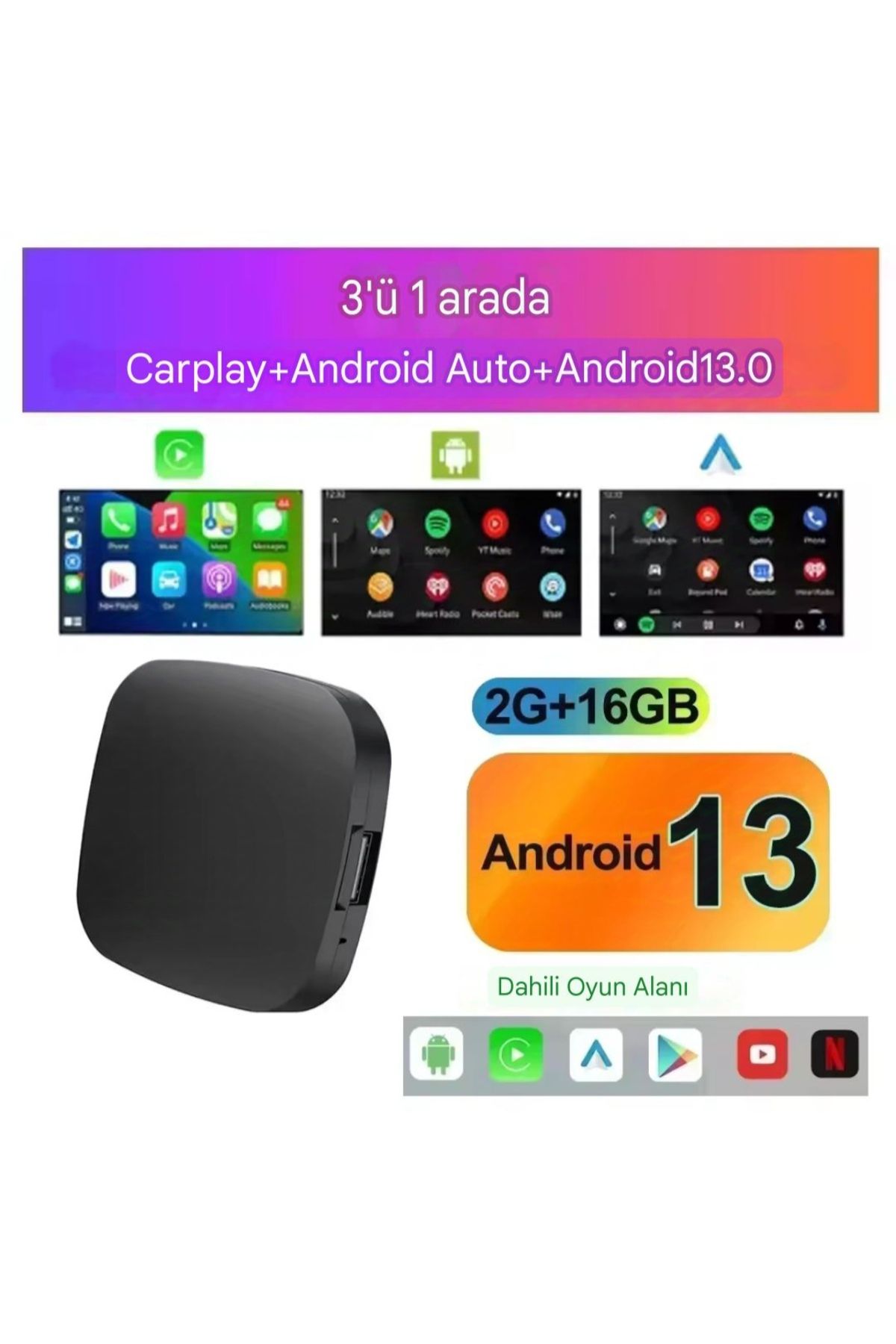 XUDA Carplay Box Pro, Kablosuz Android 13 Oto Akıllı Box Araba I?çin I?os Wifi Desteği Netflix Youtube