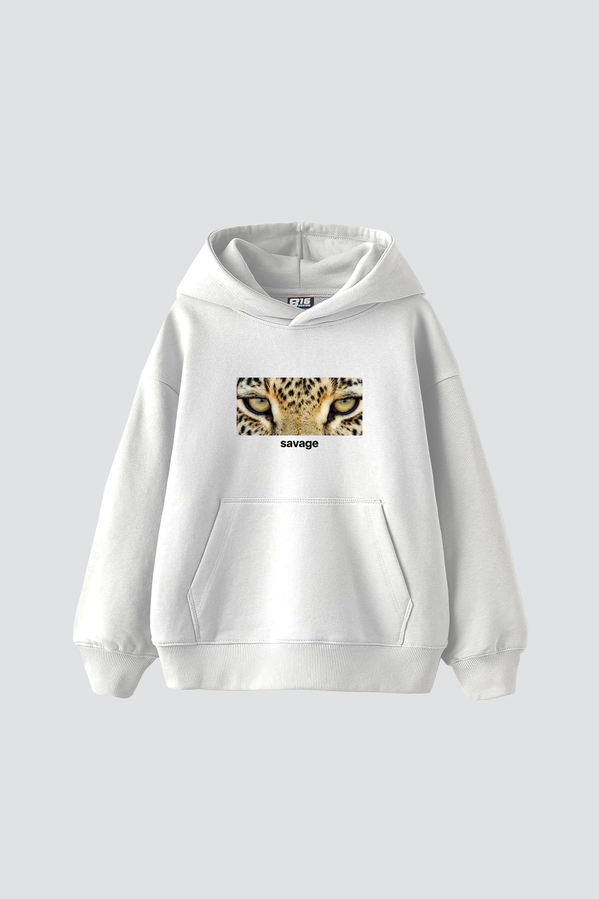 Sekizbiraltı Savage Baskılı Oversize Unisex Premium Beyaz Hoodie