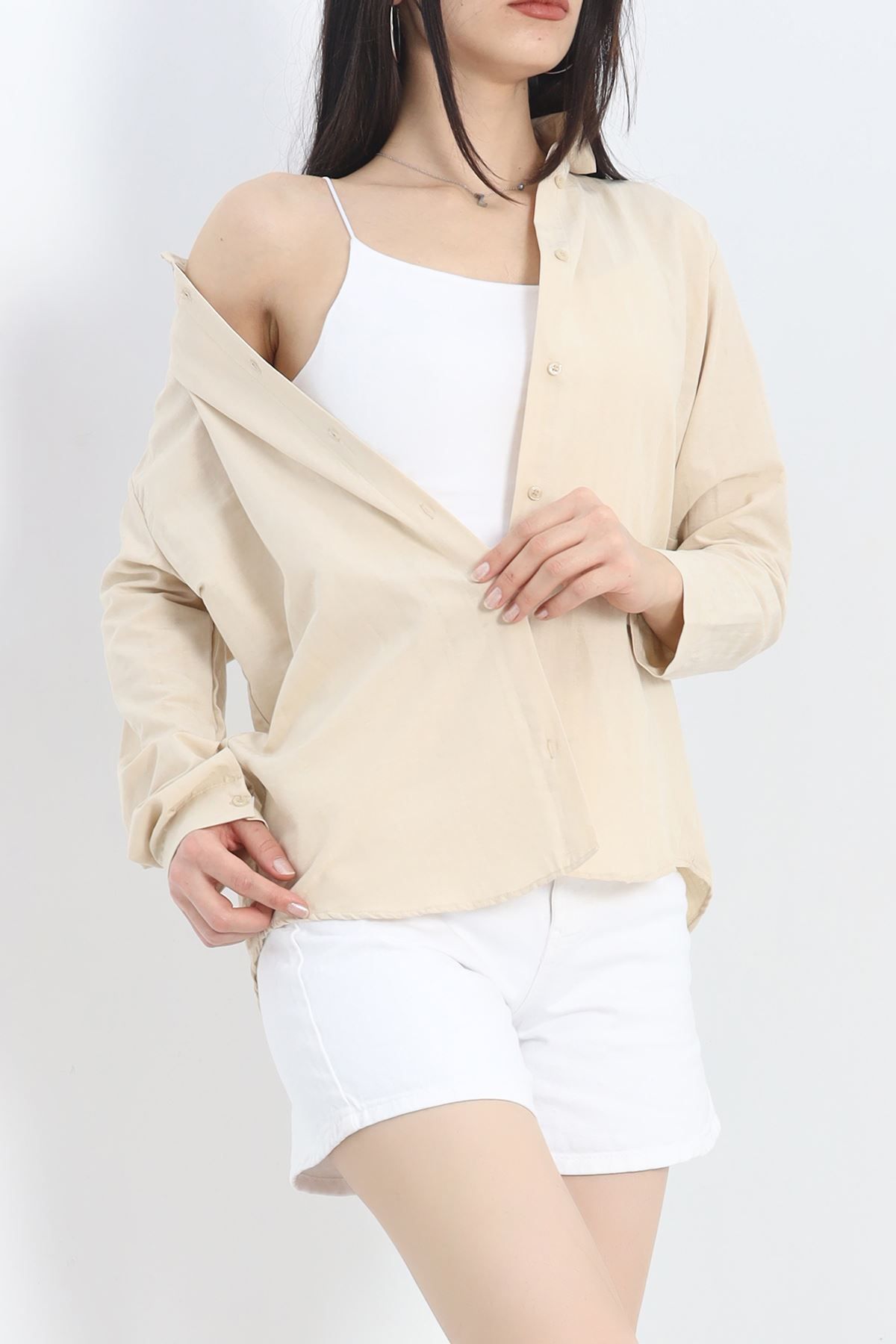 Moka Shopin-Mokashopin Oversize Tericotone Shirt - Taş1, 20369.1874 2