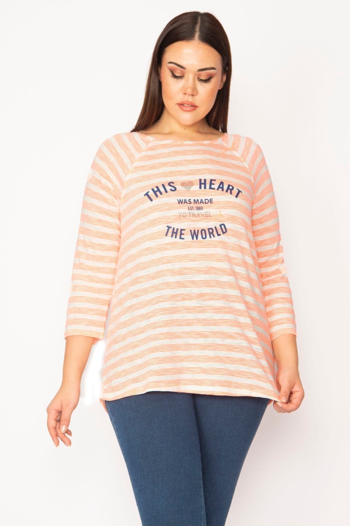 Şans-Γυναικεία Μπλούζα με Μπροστινό Σχέδιο Plus Size 65n29537 3