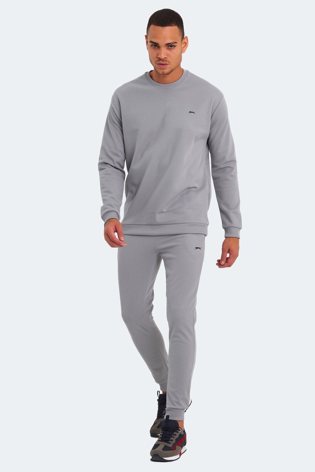 Slazenger-Set de trening pentru bărbați gri - decolteu, potrivire confortabilă, țesut 7