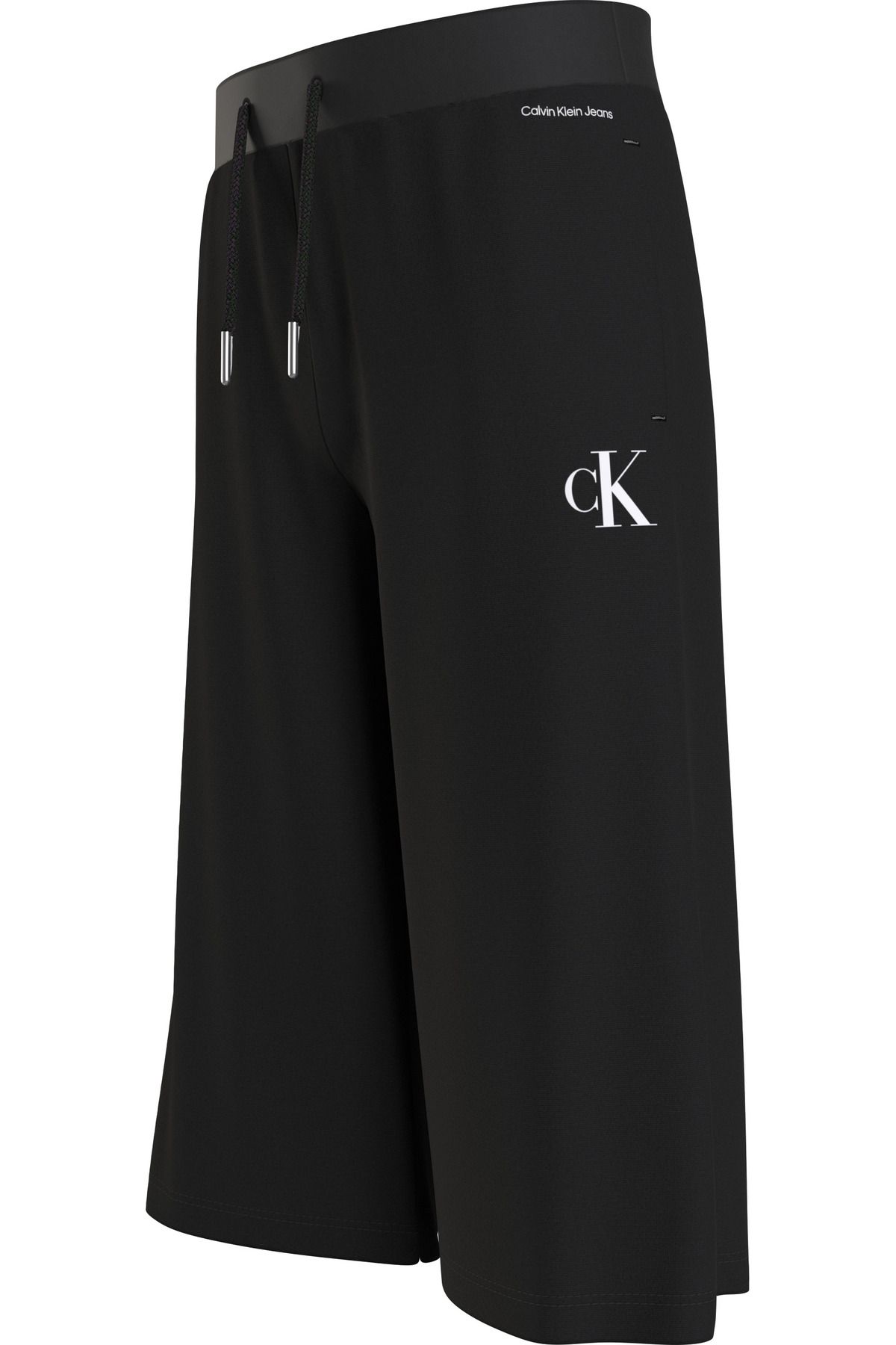 Calvin Klein-Monogram Printed Drawstring Waist Capri Pants 3