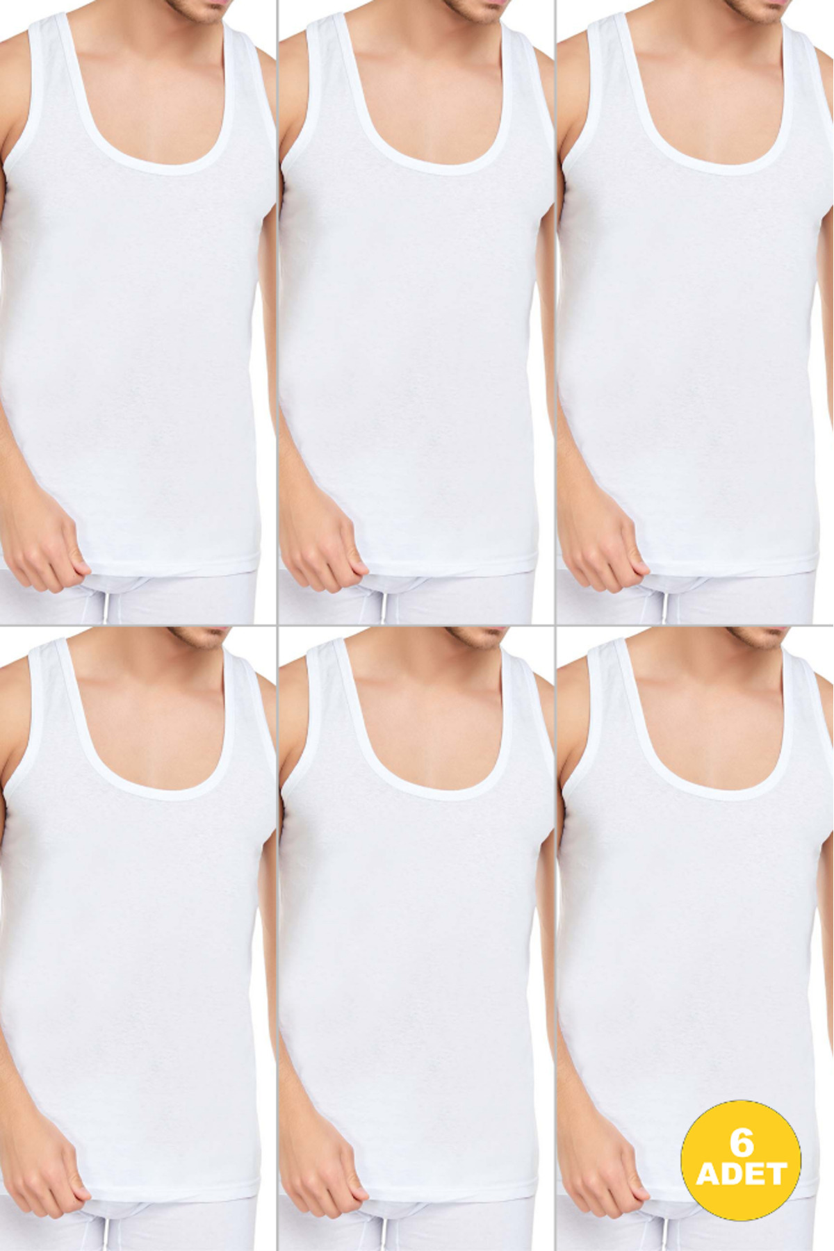 Men's White 100% Cotton Combed Undershirt Economy 6-Pack