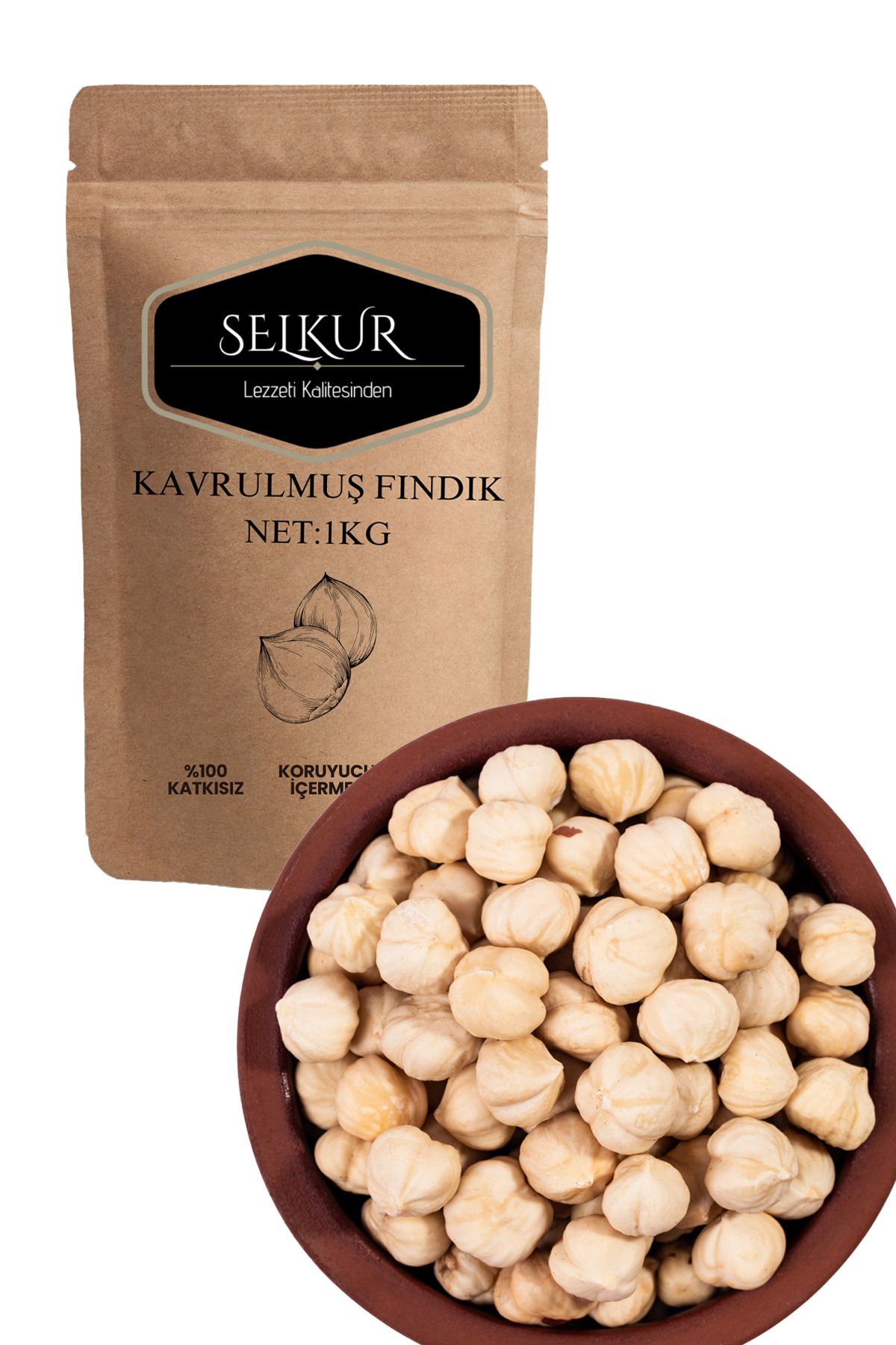 SELKUR Kavrulmuş Fındık 1kg (DOYPACK AMBALAJ KAVRULMUŞ VE TUZLU)