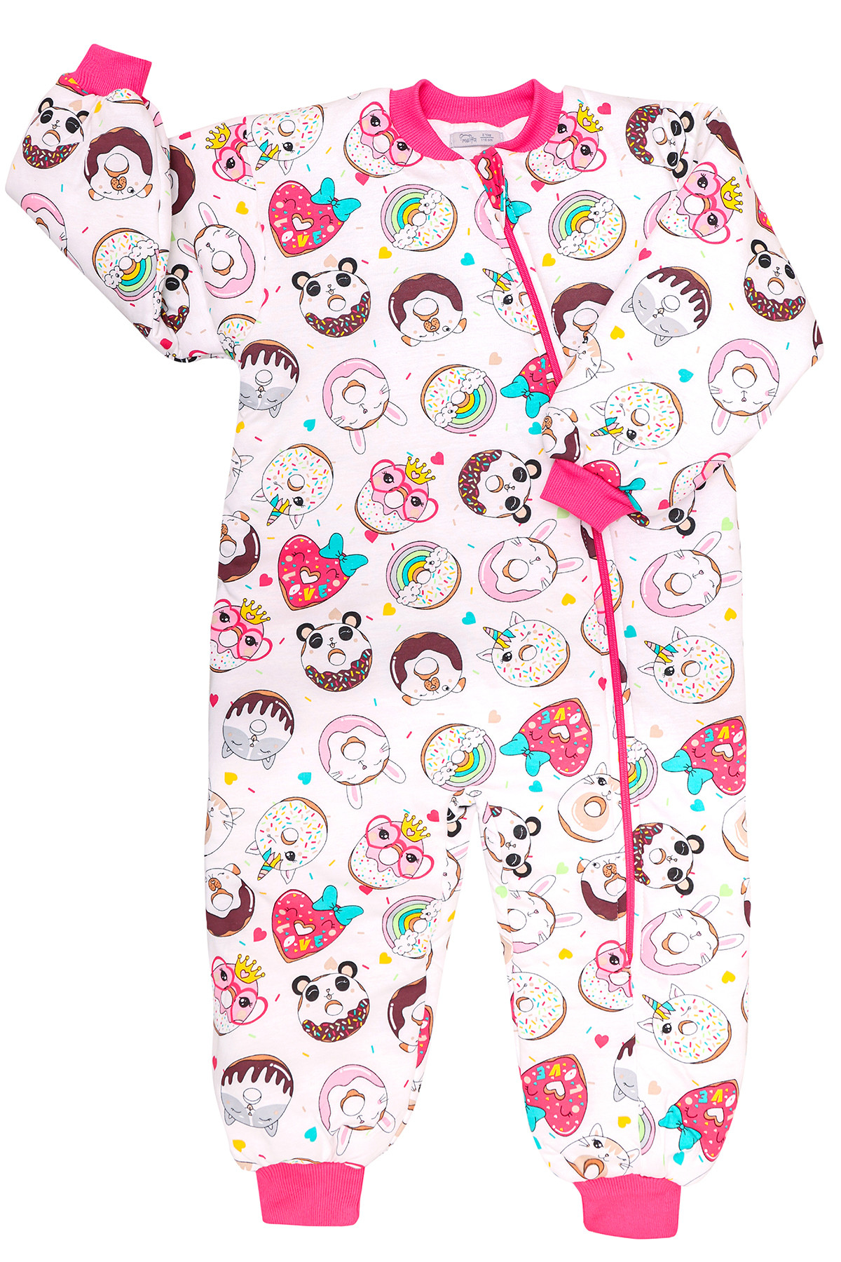 Mika Bebek & Çocuk Donut Desenli Elyaf Dolgulu Uzun Fermuar Rahat Kullanım Pembe 2,5 Tog Kız Çocuk Uyku Tulumu fotoğrafı 7 (önizleme)