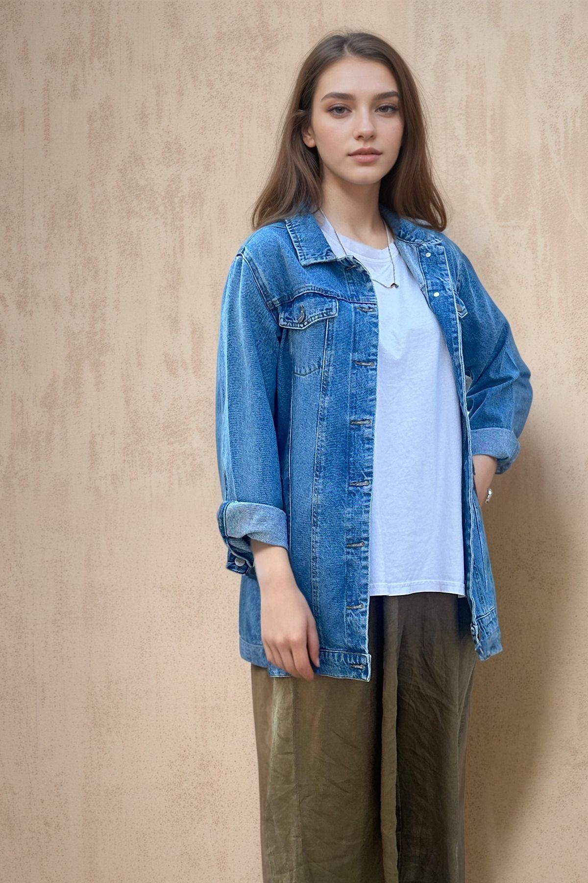 poupee-Jeans Jacket, Women's Denim Jacket, Jeans Coat, Long Jeans Coat, Oversize Jacket 3