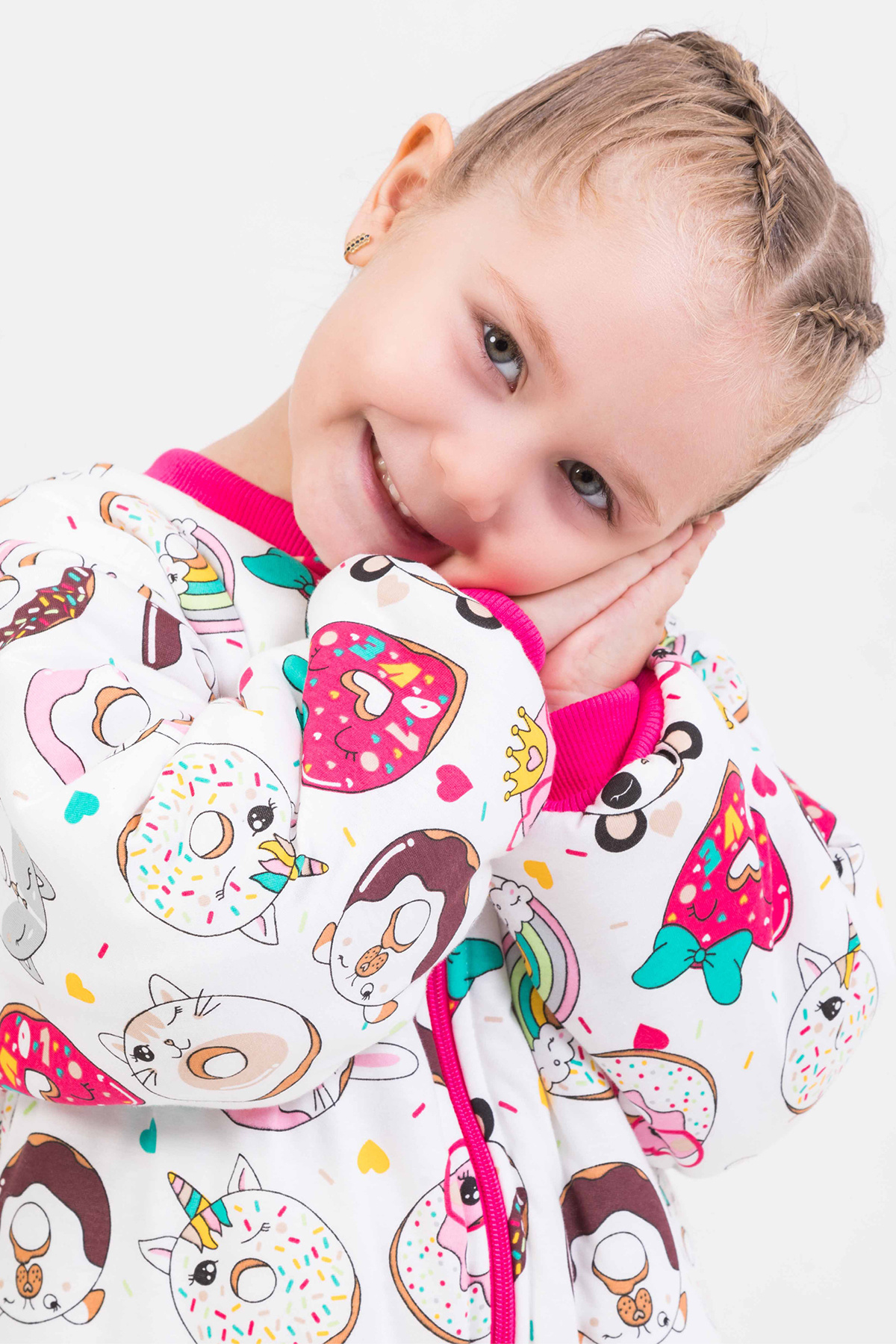 Mika Bebek & Çocuk Donut Desenli Elyaf Dolgulu Uzun Fermuar Rahat Kullanım Pembe 2,5 Tog Kız Çocuk Uyku Tulumu fotoğrafı 6 (önizleme)