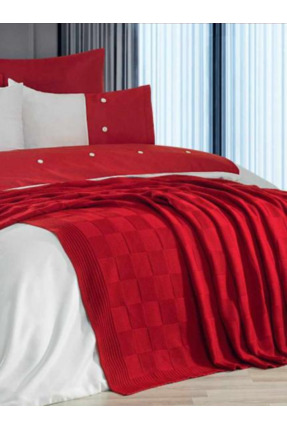 WOOLHOME Çift Kişilik Ekose Triko Örgü Battaniye 240x220