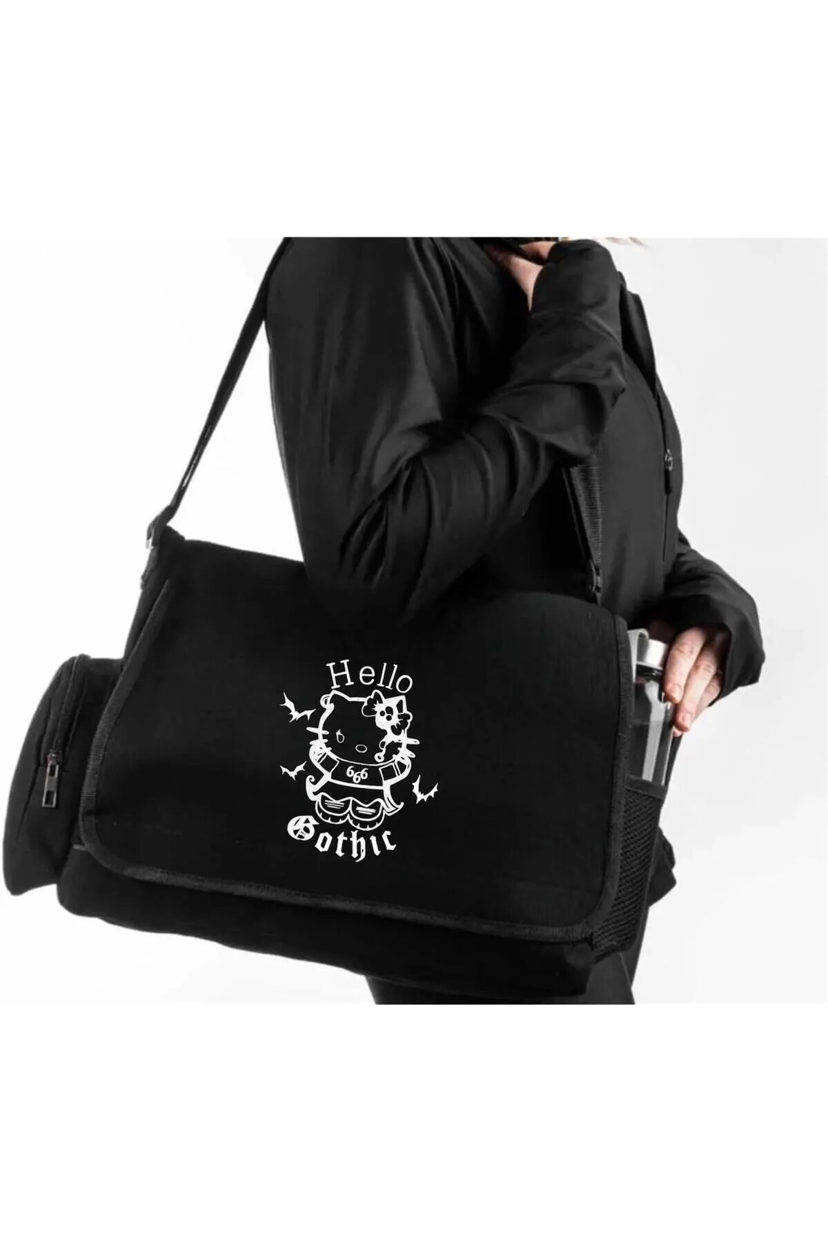 STİLLEX Gothic Hello Kittty Special Design Baskılı Postacı Çantası