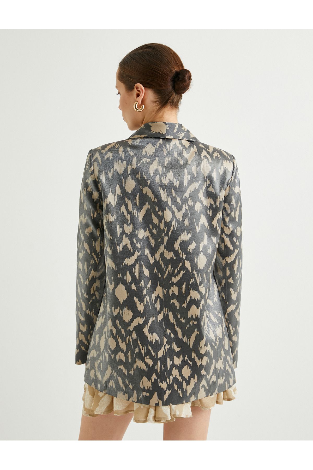 Koton-Blazer Jacket Patterned Shiny Textured Fleto Pocket 5