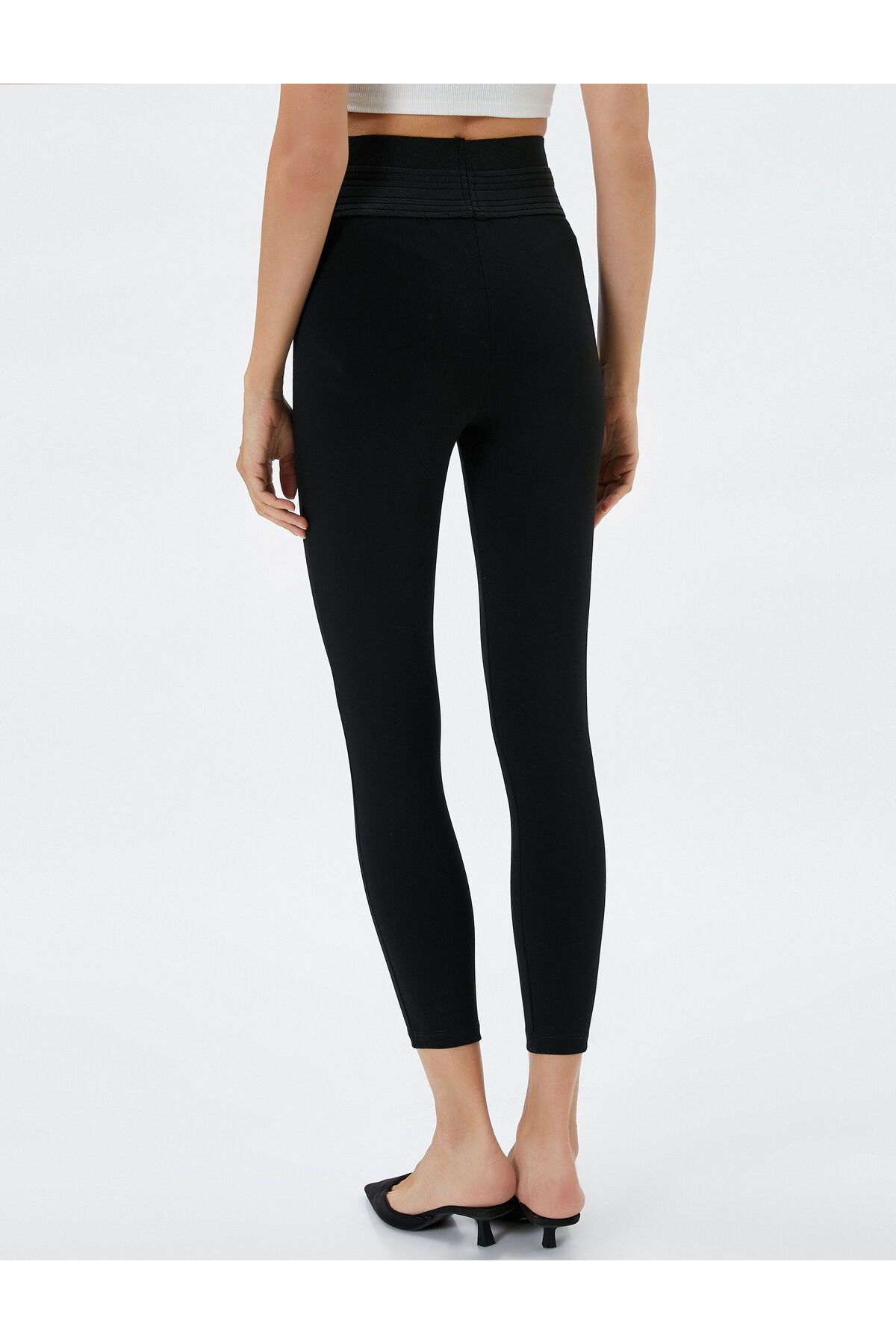 Koton-Gerippte Leggings in der Taille. Detaillierte Viskosemischung 4