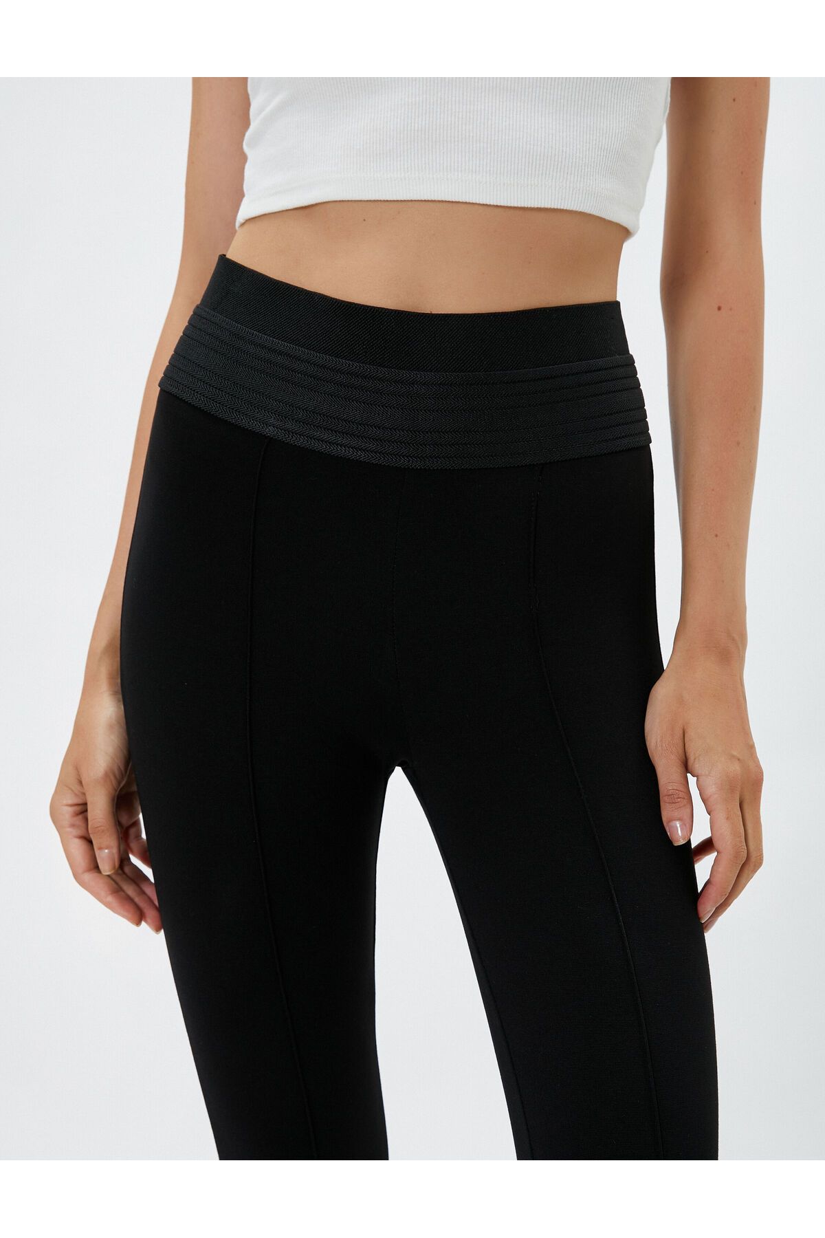 Koton-Gerippte Leggings in der Taille. Detaillierte Viskosemischung 5