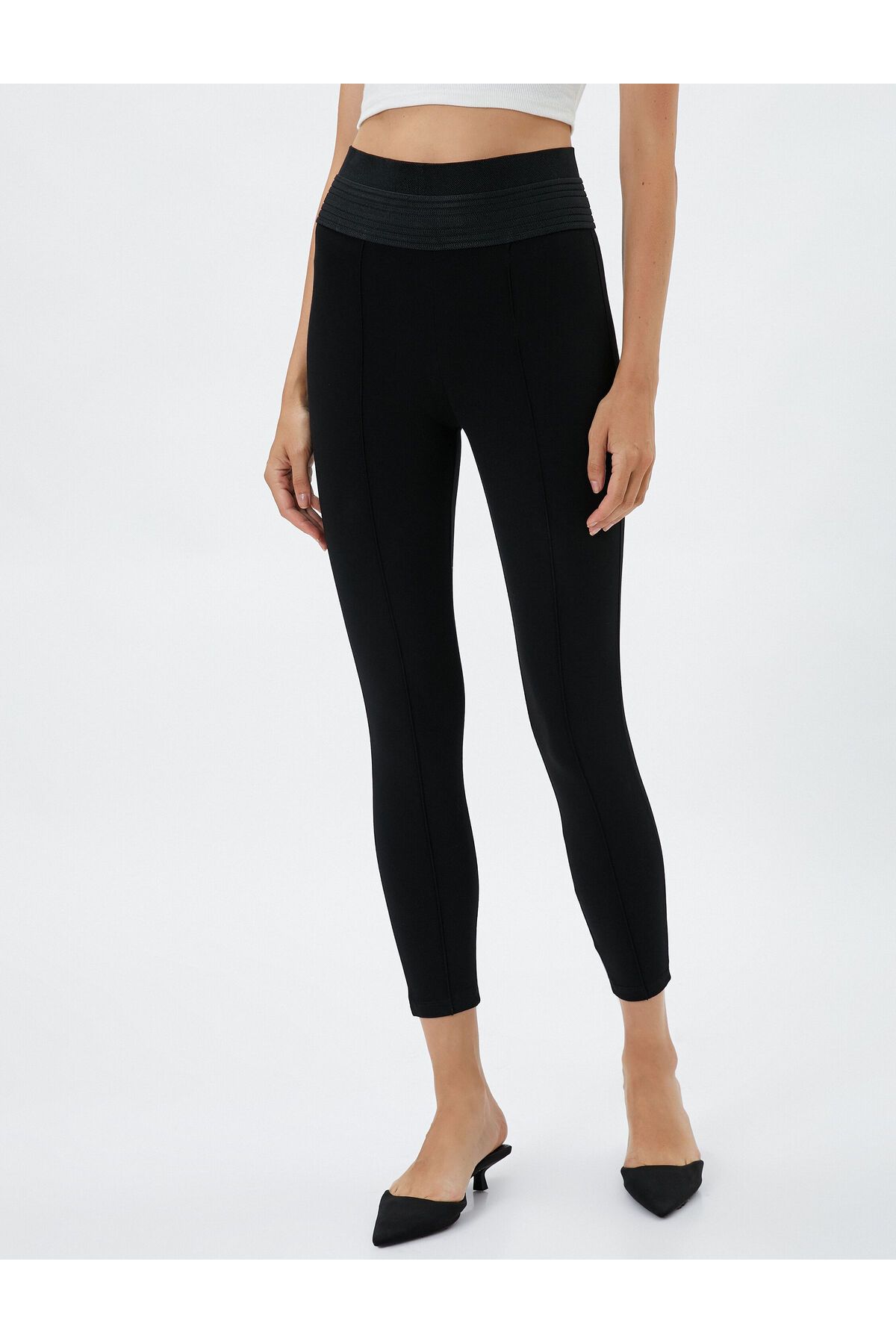 Koton-Gerippte Leggings in der Taille. Detaillierte Viskosemischung 3