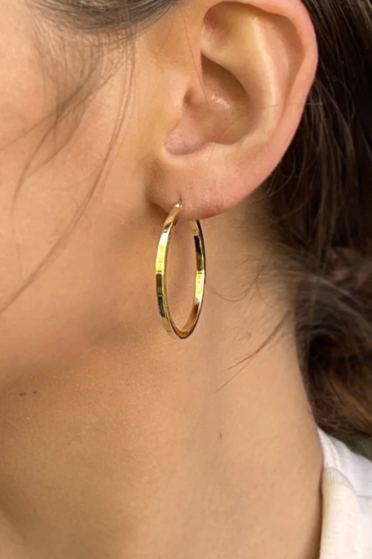 PRVT-Gold Color Hoop Earrings 40mm (Pair) 1