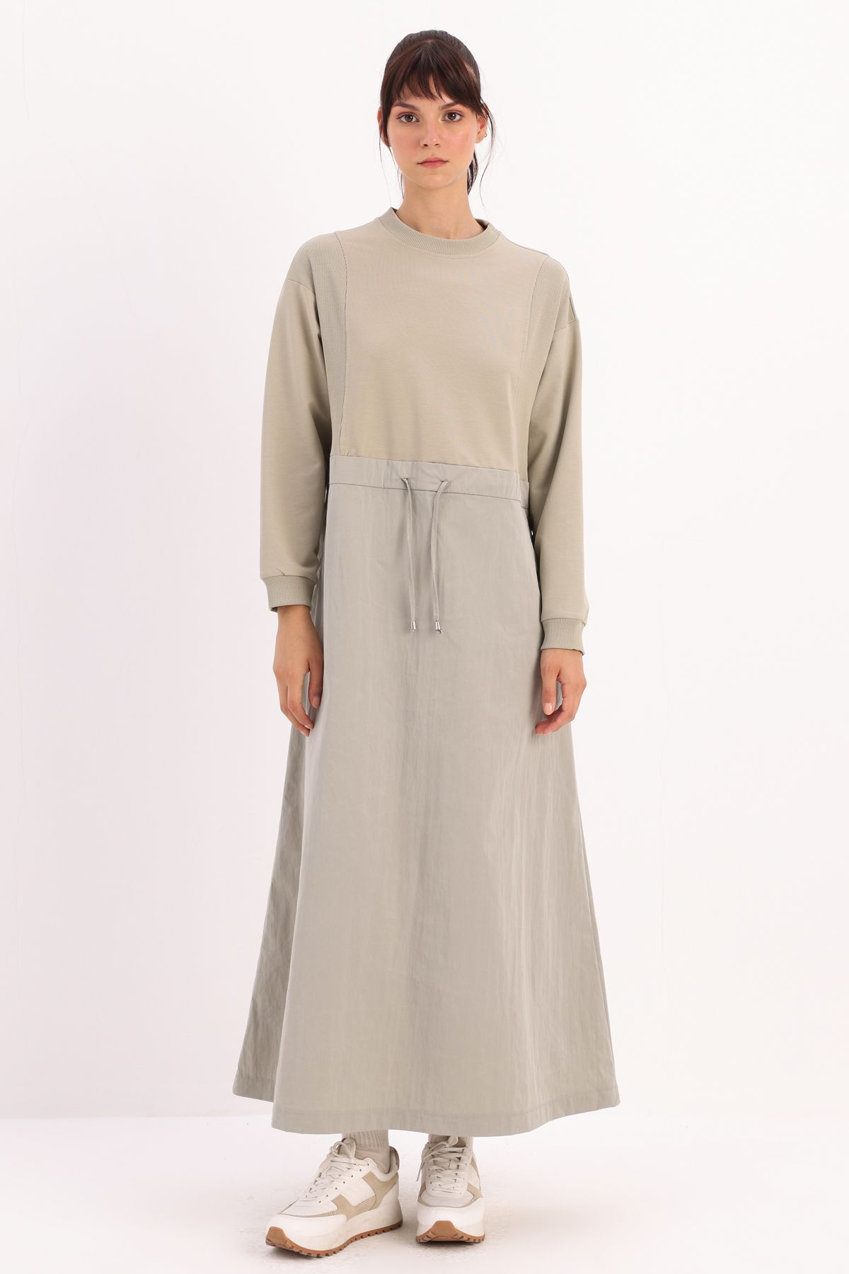 ALLDAY-Garnished Dress with Drawstring Waist 3