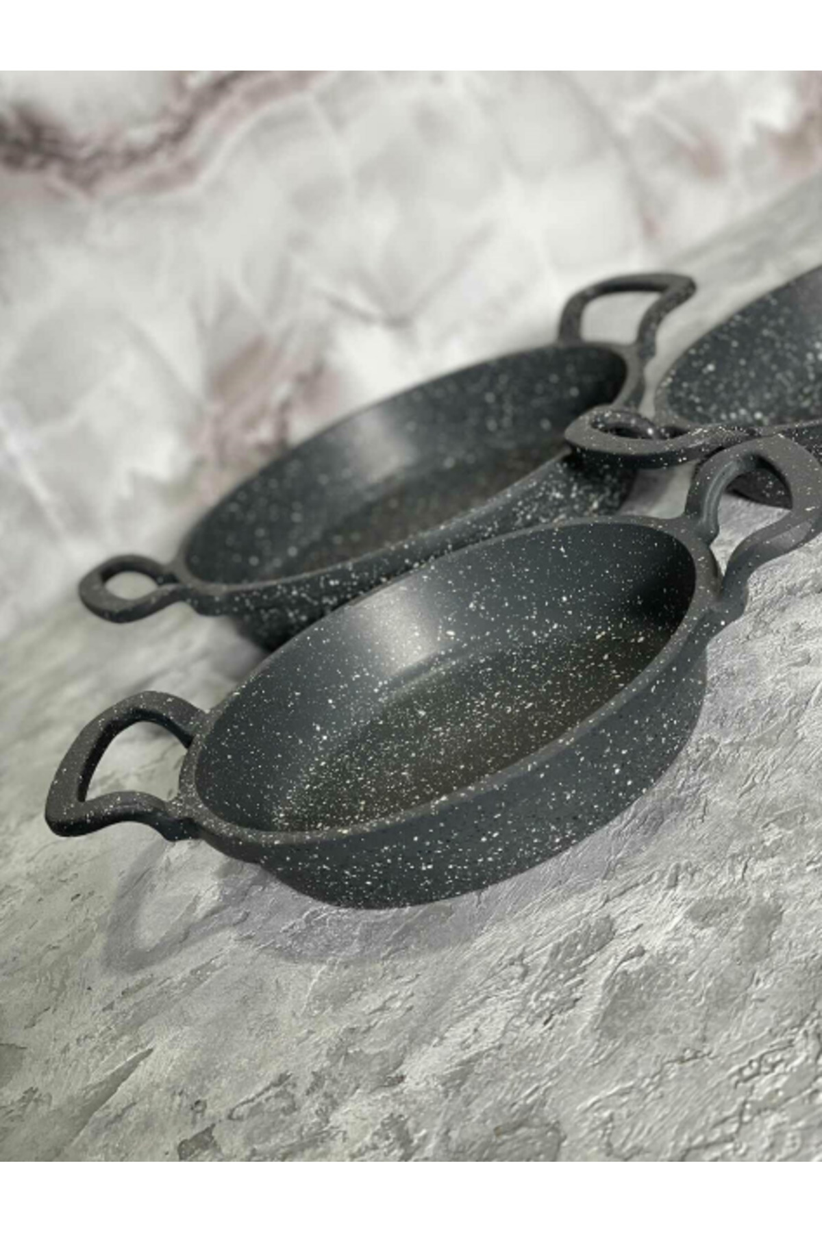 Eda-Burak Eda Asya Coverless Granite Casting 3 Piece Sauce Set 16-18-20 cm 2