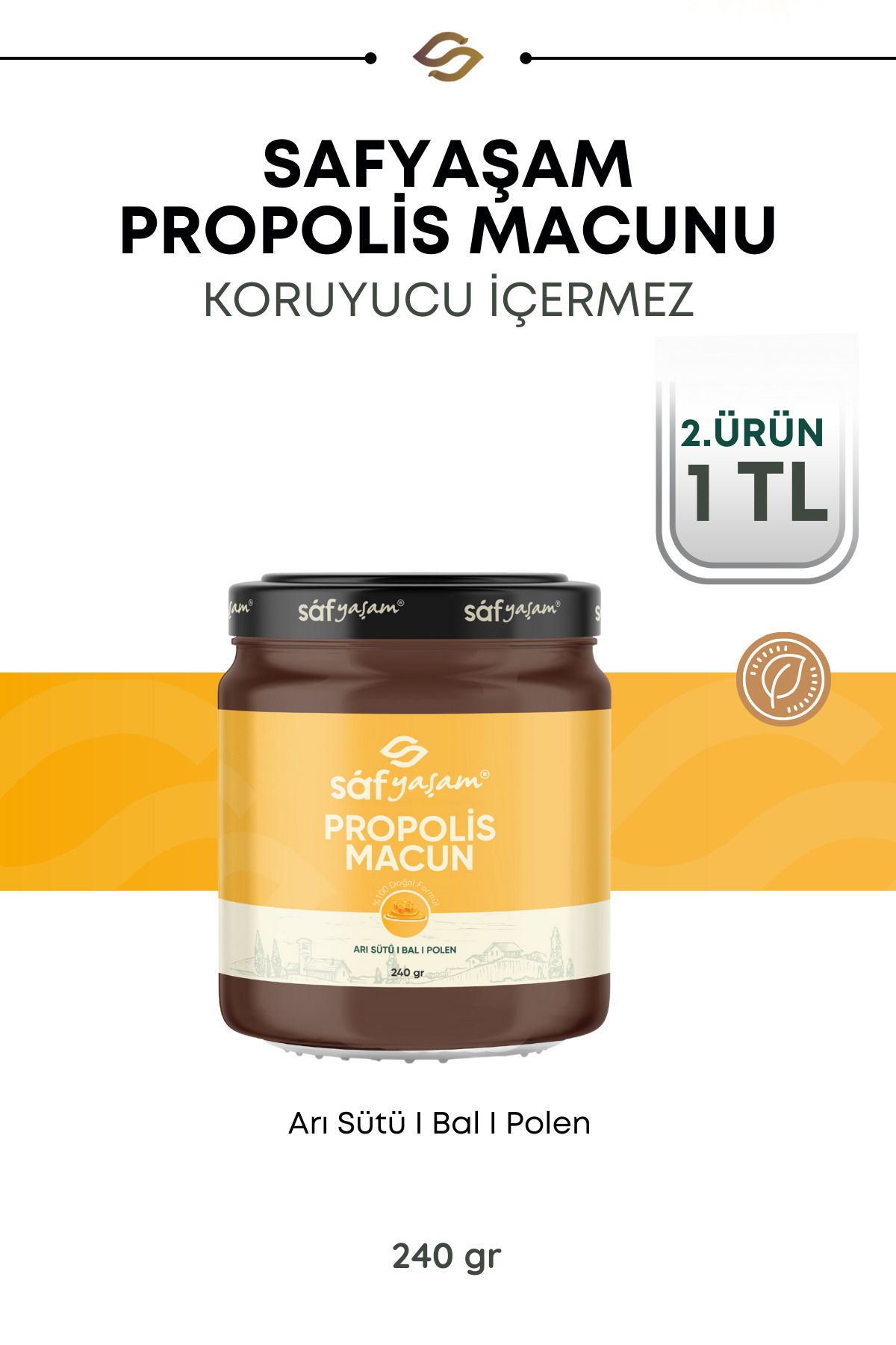 Safyaşam Propolis Macunu Arı Sütü Bal Ve Polenli Propolis 240 gr