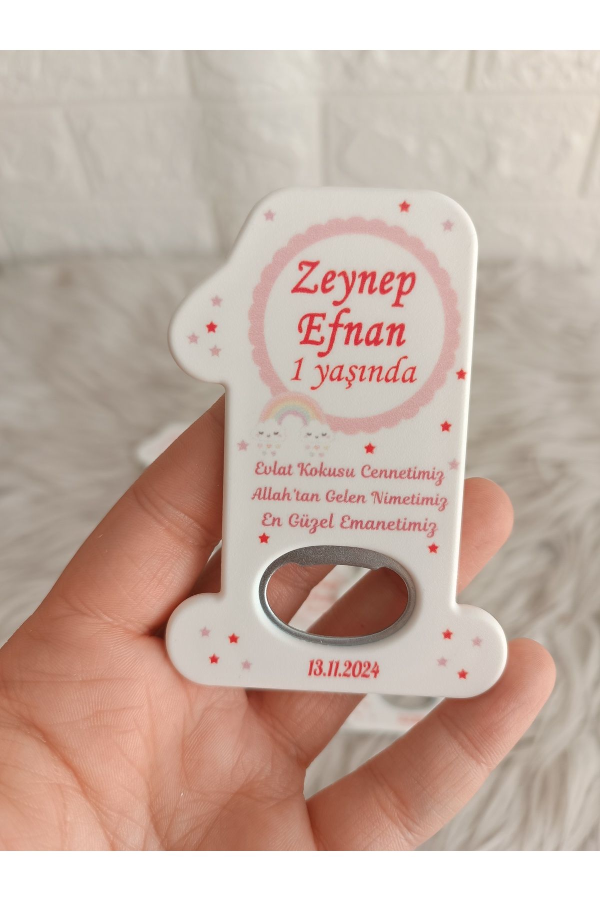 Doğrukan Hediyelik 10 adet pembe konsept gökkuşaklı 1 açacak magnet yenidoğan doğum günü mevlüt hediyelikleri