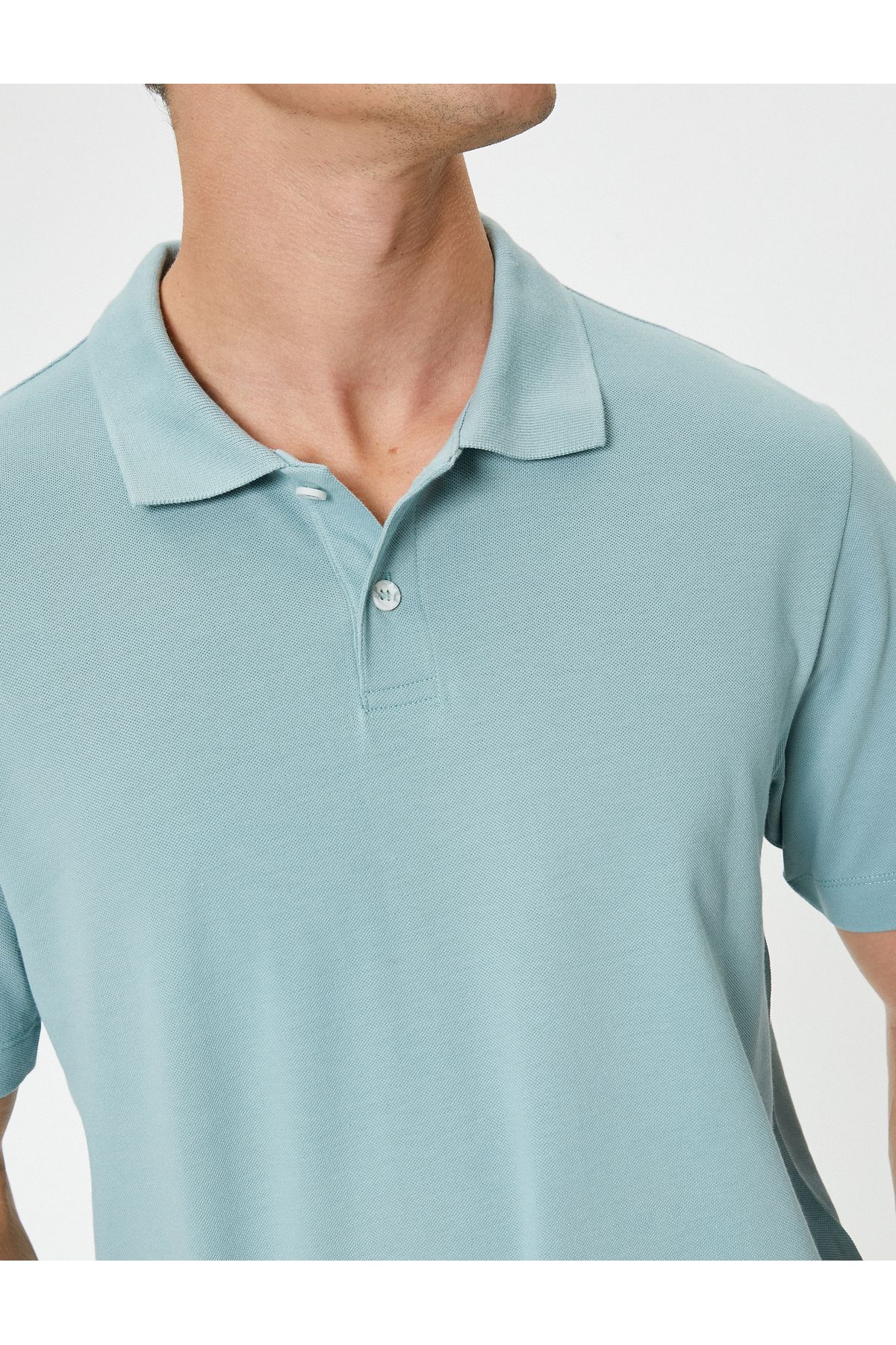 تی شرت یقه پولو سبز مردانه پنبه آستین کوتاه SLIM T POLO YAKA Koton
