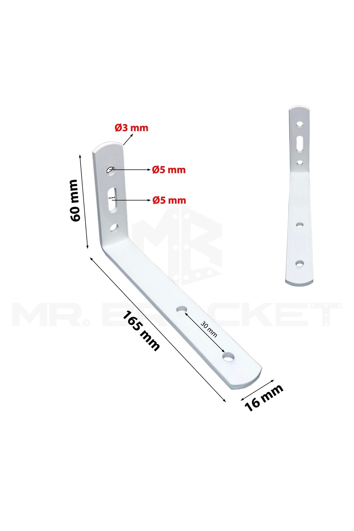 MR.BRACKET-6X16.5 cm White Set of 2 Steel Earthquake Cabinet Fixing - Furniture Shelf Bookcase Fixer 2