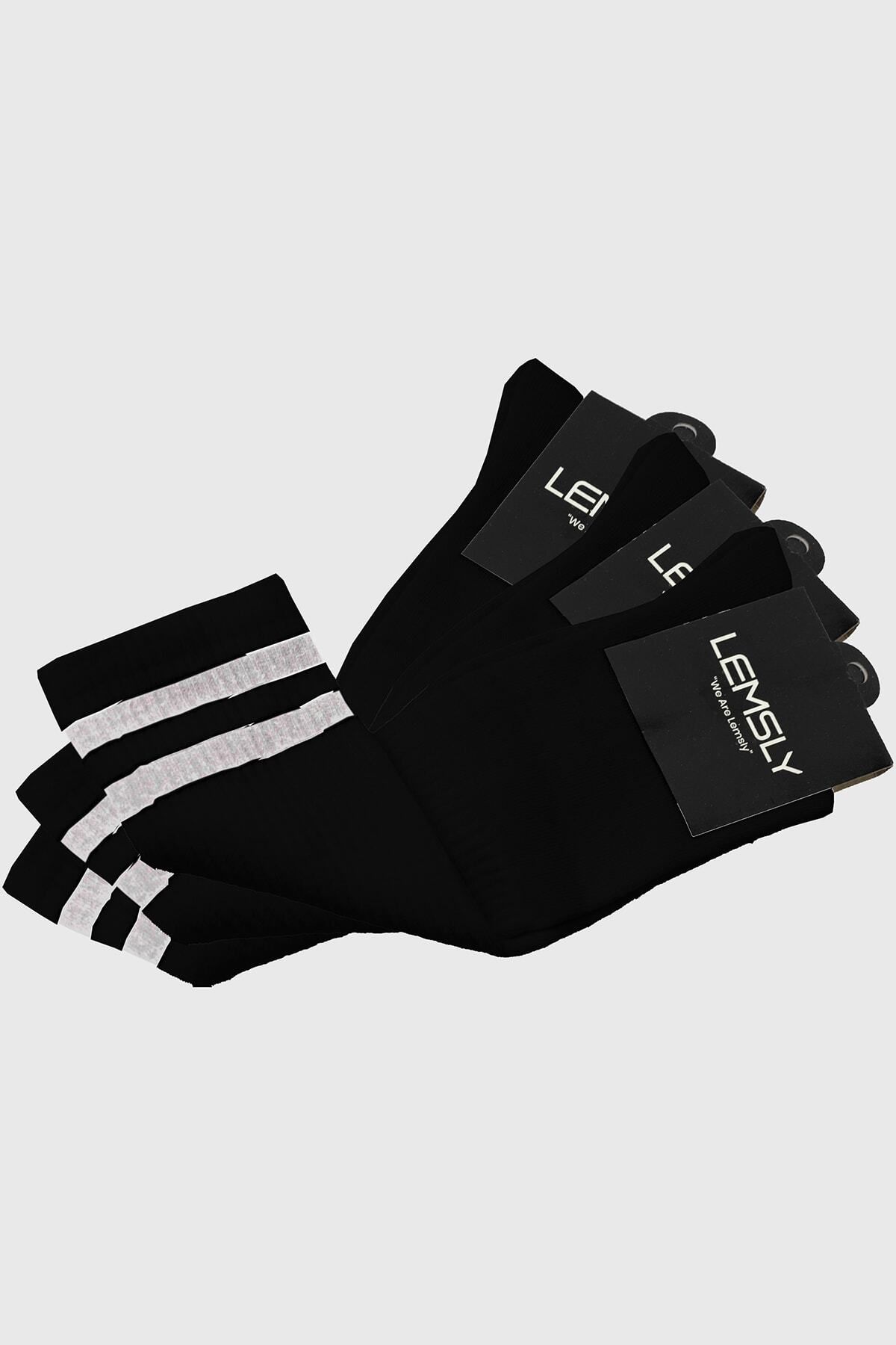 SİERNA Unisex 3'lü Uzun Spor Çorap Siyah srn-004320