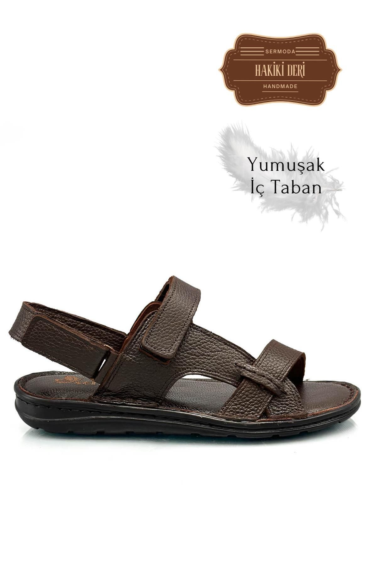 sermoda-Ανδρικά Σανδάλια - Γνήσιο Δέρμα, Velcro, K Shire Brown 6