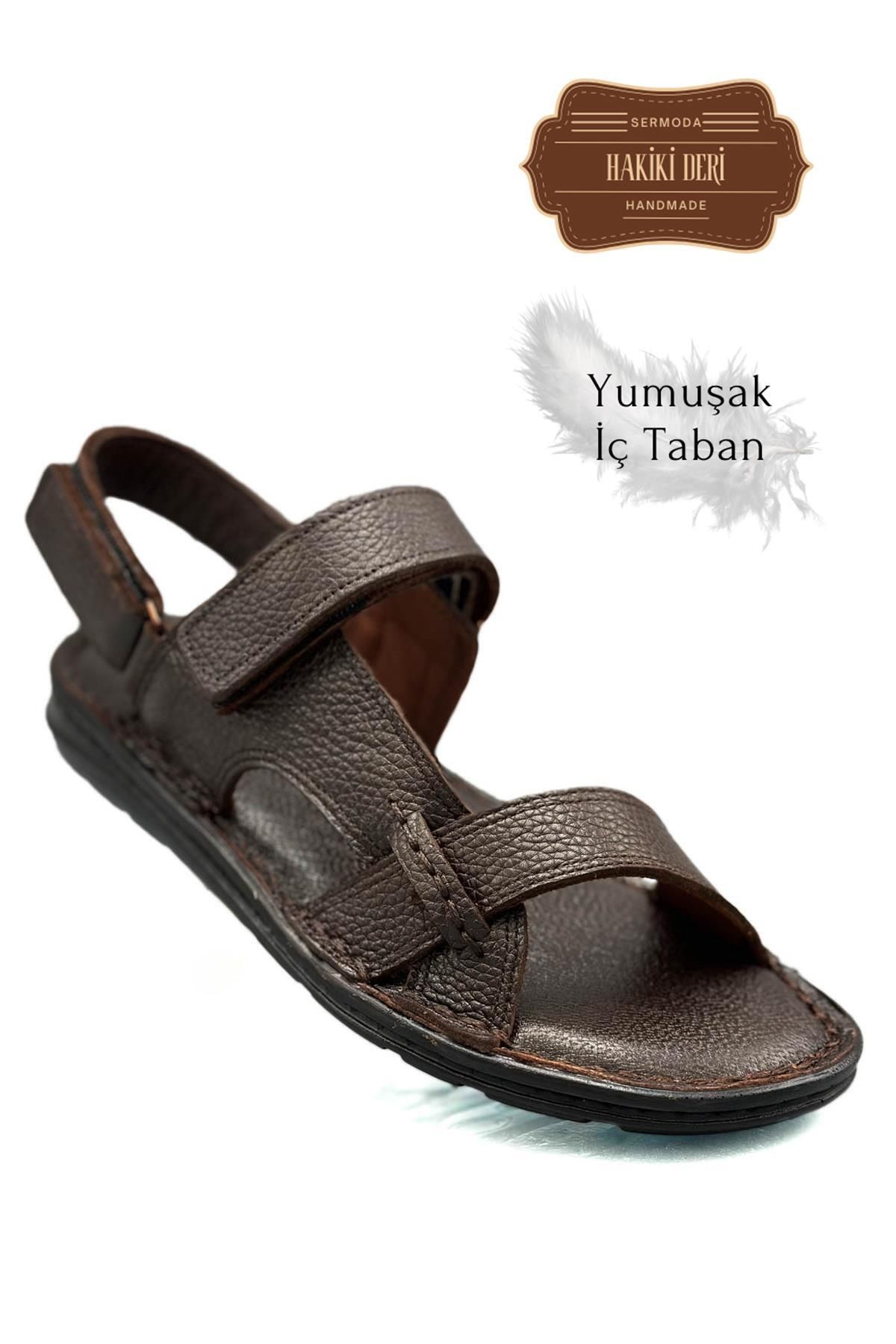 sermoda-Ανδρικά Σανδάλια - Γνήσιο Δέρμα, Velcro, K Shire Brown 4