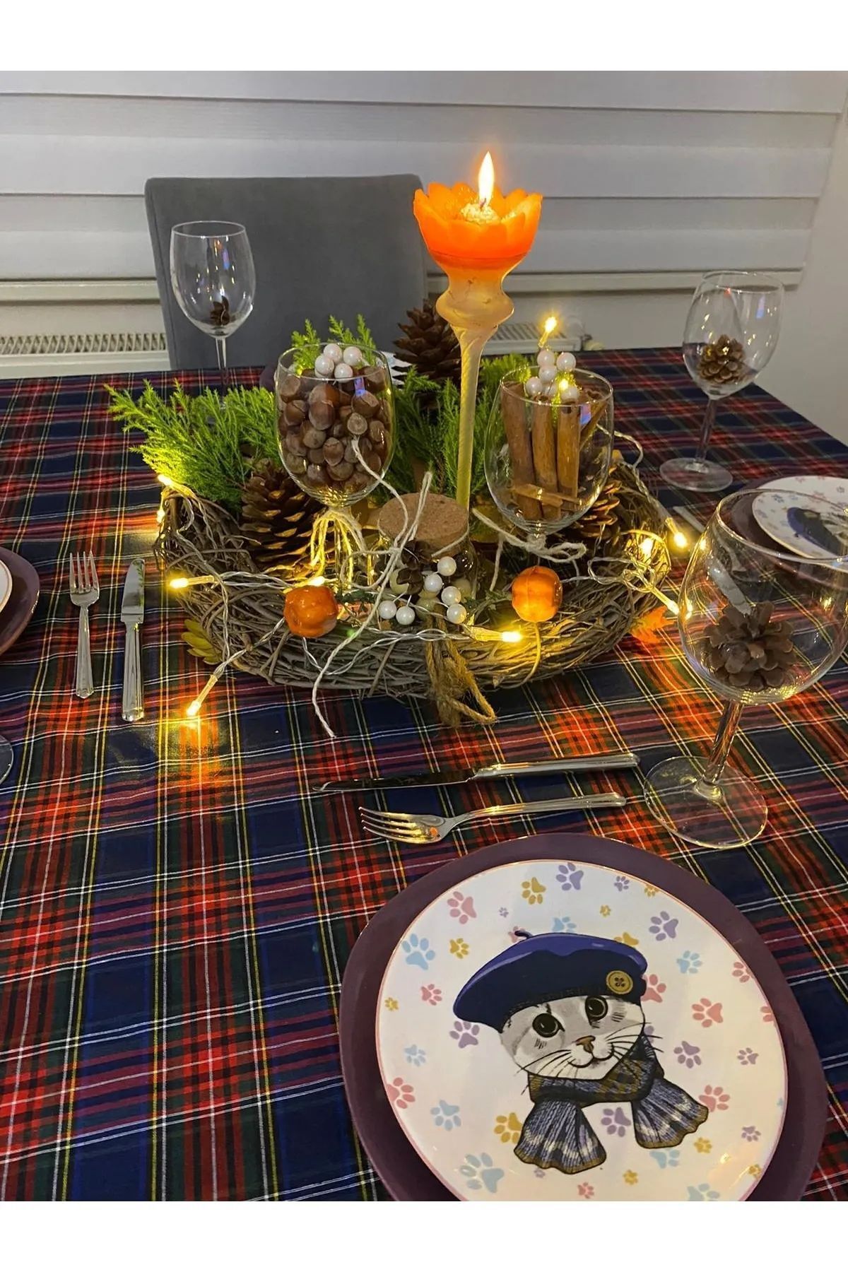 Soft Kare-Scottish Pattern Christmas Tablecloth 1