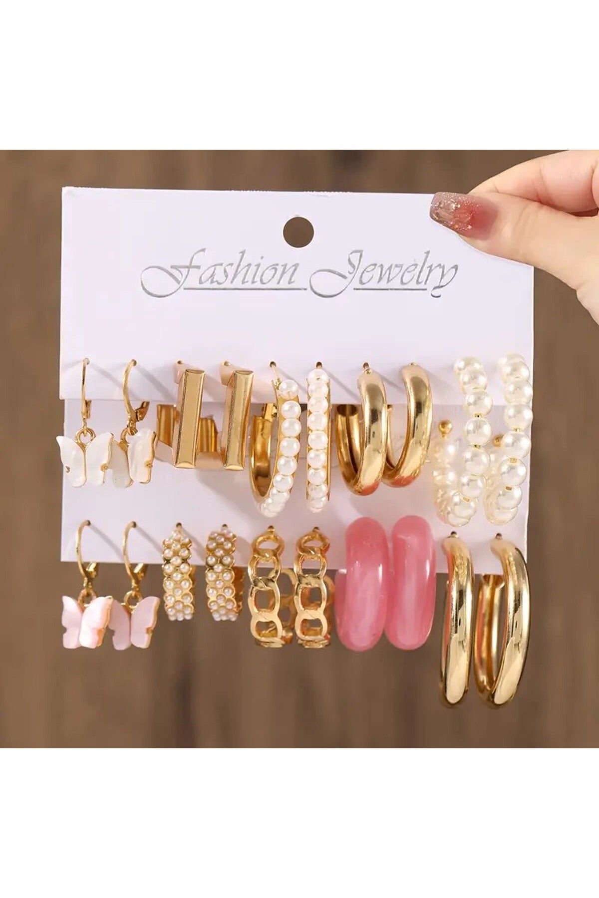 Perry Accesories-Ring Earrings Set with Multiple Pearls for Woman 1