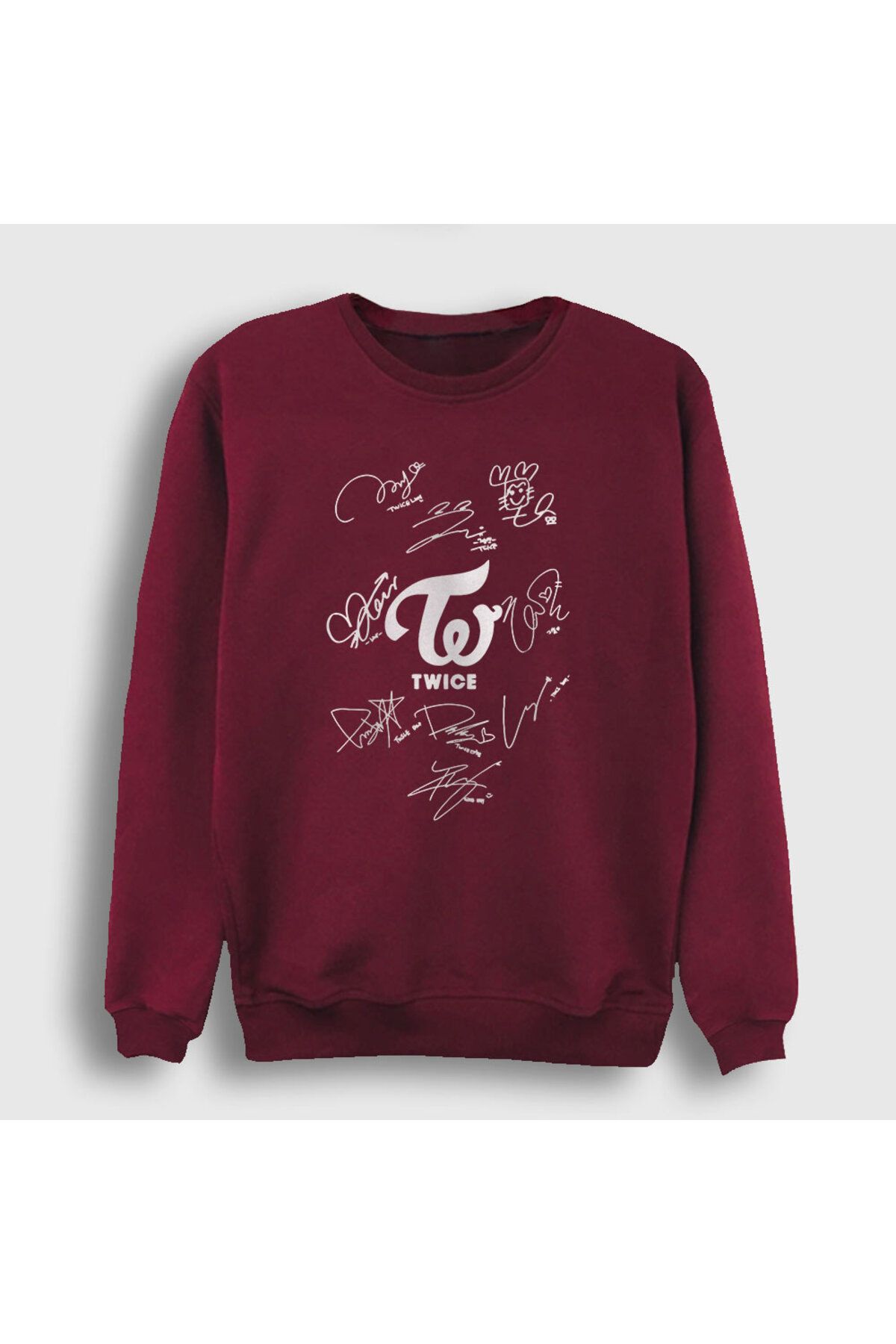 Presmono-Unisex Claret Red Signs K-pop Twice Sweatshirt281769tt 1