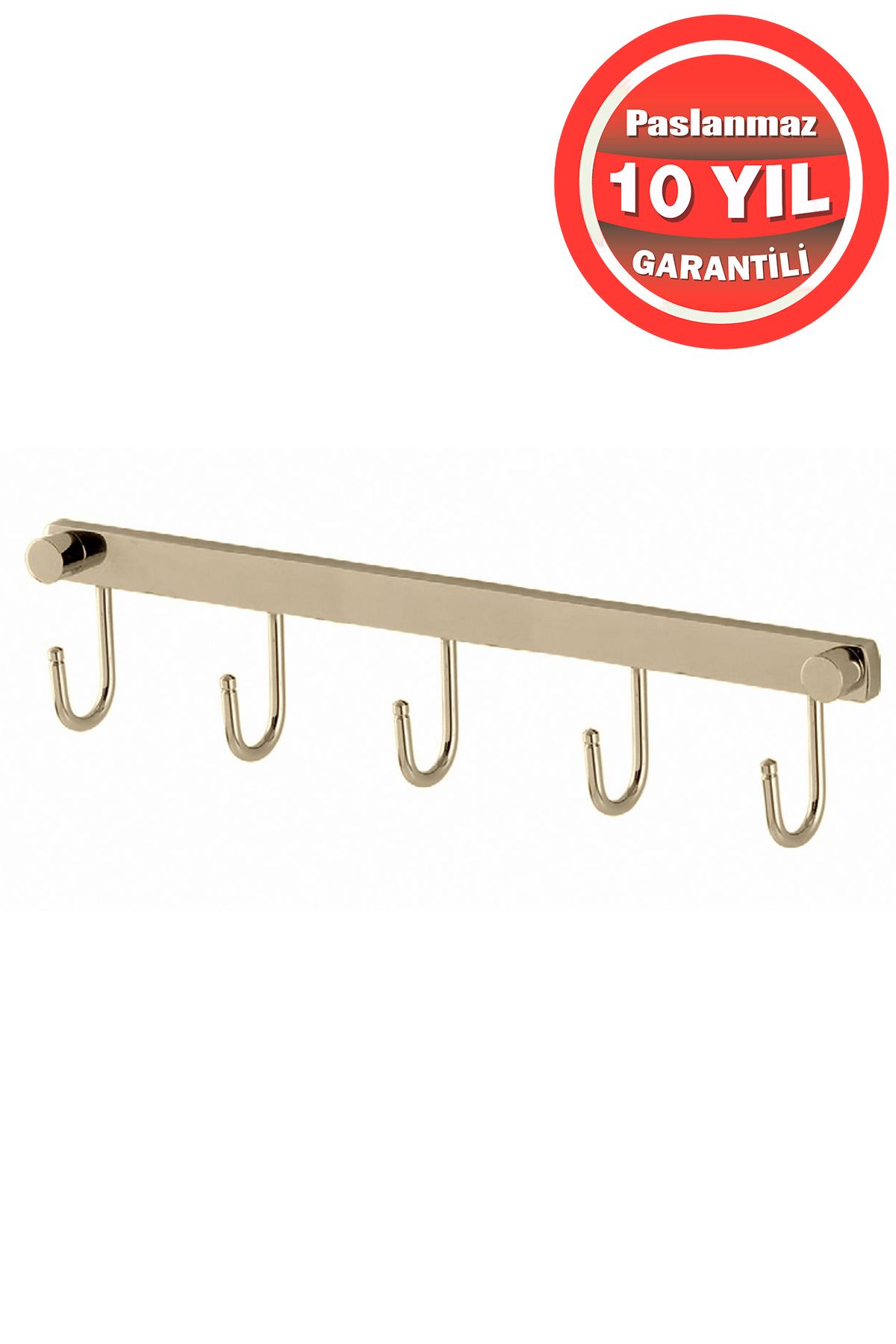 ÇELİK BANYO Paslanmaz Pirinç Milas 5'li Askılık Havluluk Banyo Askısı Altın Gold