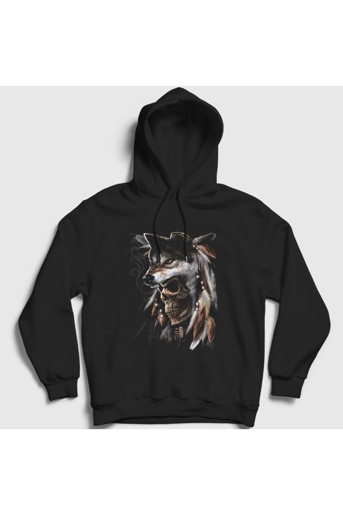 Presmono Hanorac Cu Glugă Unisex Cu Craniu Negru Wolf Wolftt Unisex - M