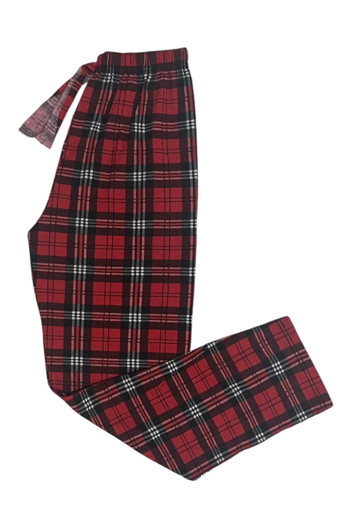 PİERLES-Women's Pajama Bottoms with Plaid Pattern and Ribbon -P01 2