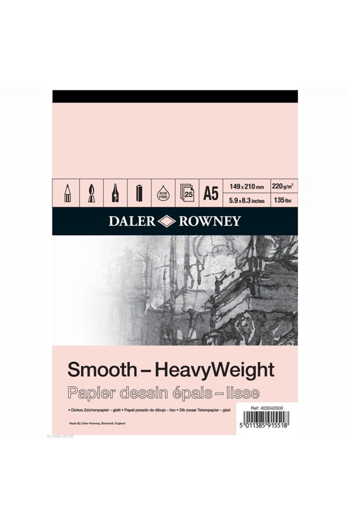 Daler Rowney-A5 Heavyweight Sketch Block - 220Gr Technical Drawing Pen 1