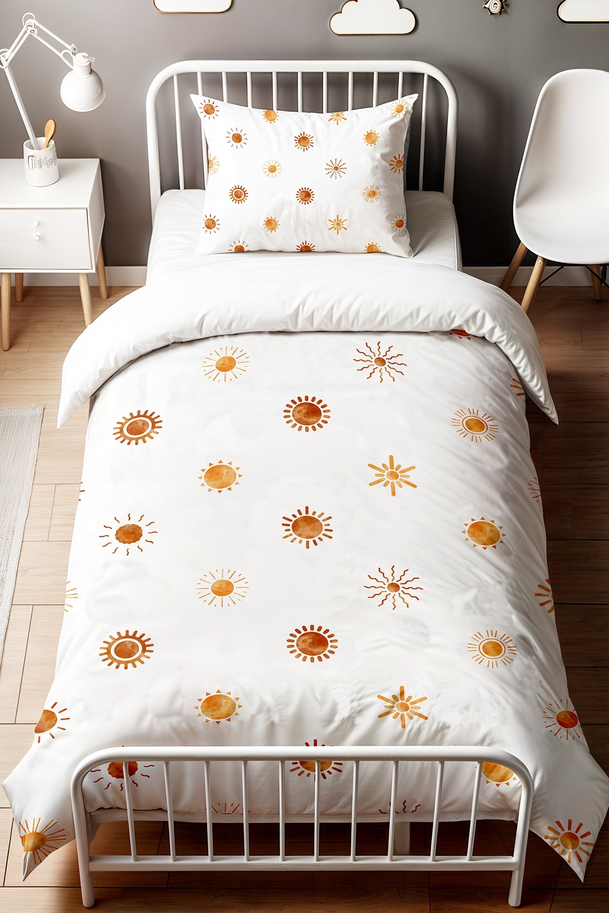 Evpanya Bohem Güneşler Desenli Tek Kişilik Bebek Çocuk Nevresim Seti fotoğrafı 2 (önizleme)