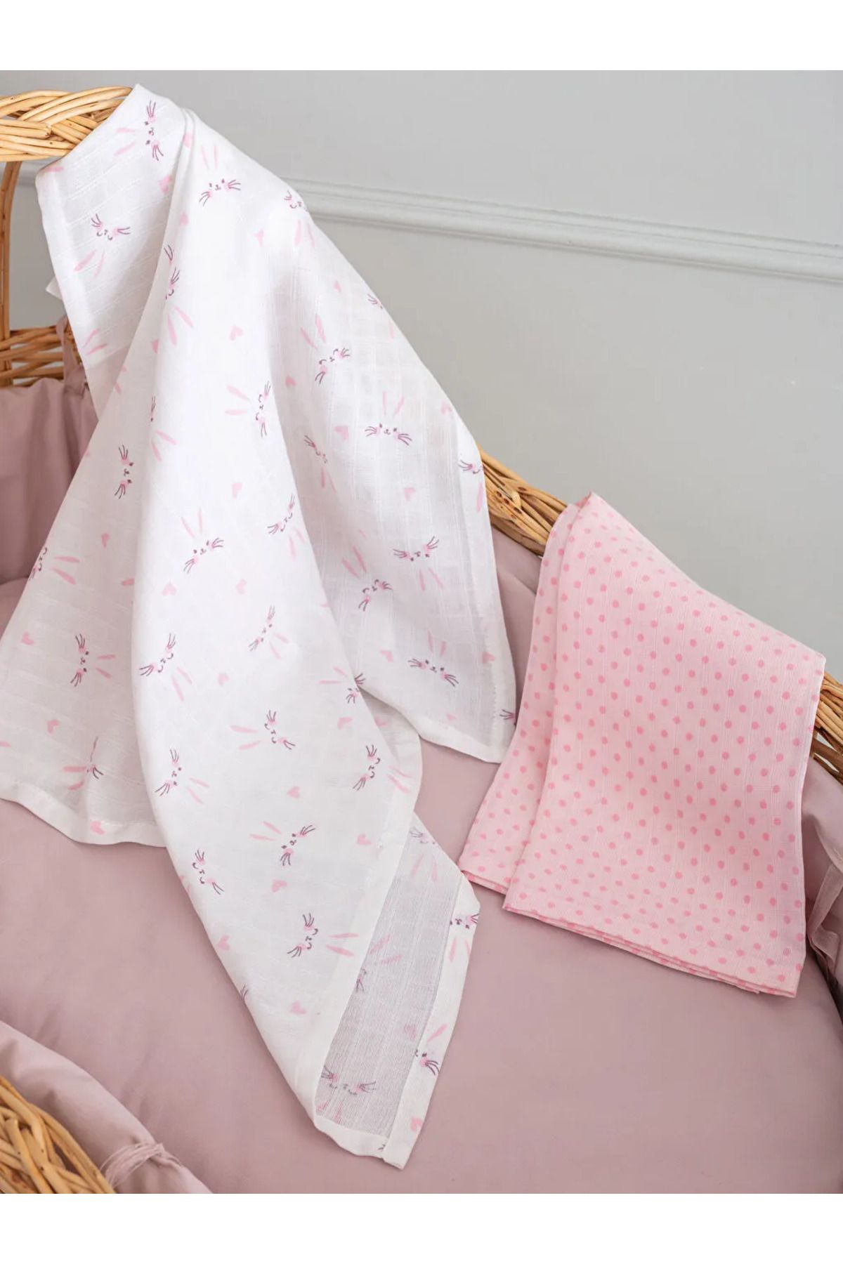 LC Waikiki-Ecru Patterned Cotton Baby Girl Muslin Cloth Set of 2 - 65X65 cm 3